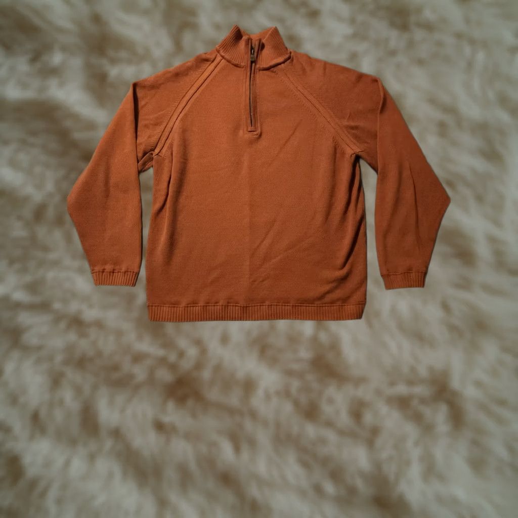 Tommy Bahama Tommy Bahama Sweater 1/4 Zip Shirt Mens Medium Orange Cotton Nylon Knit Pullover Long Sleeve Vintage? Size US M / EU 48-50 / 2 - 1 Thumbnail
