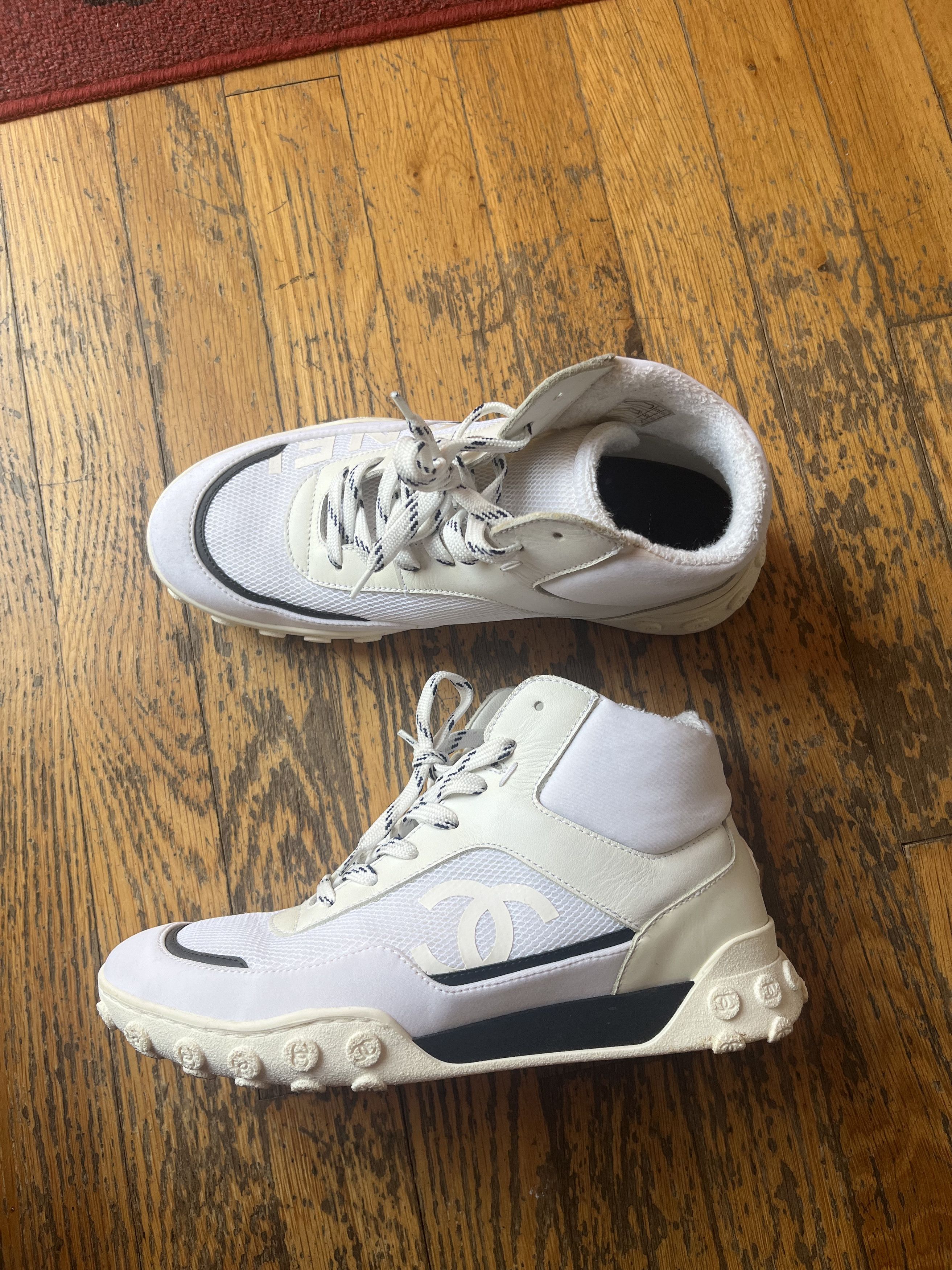 Chanel Chanel High Top B&W Sneakers Size US 6 / IT 36 - 6 Thumbnail