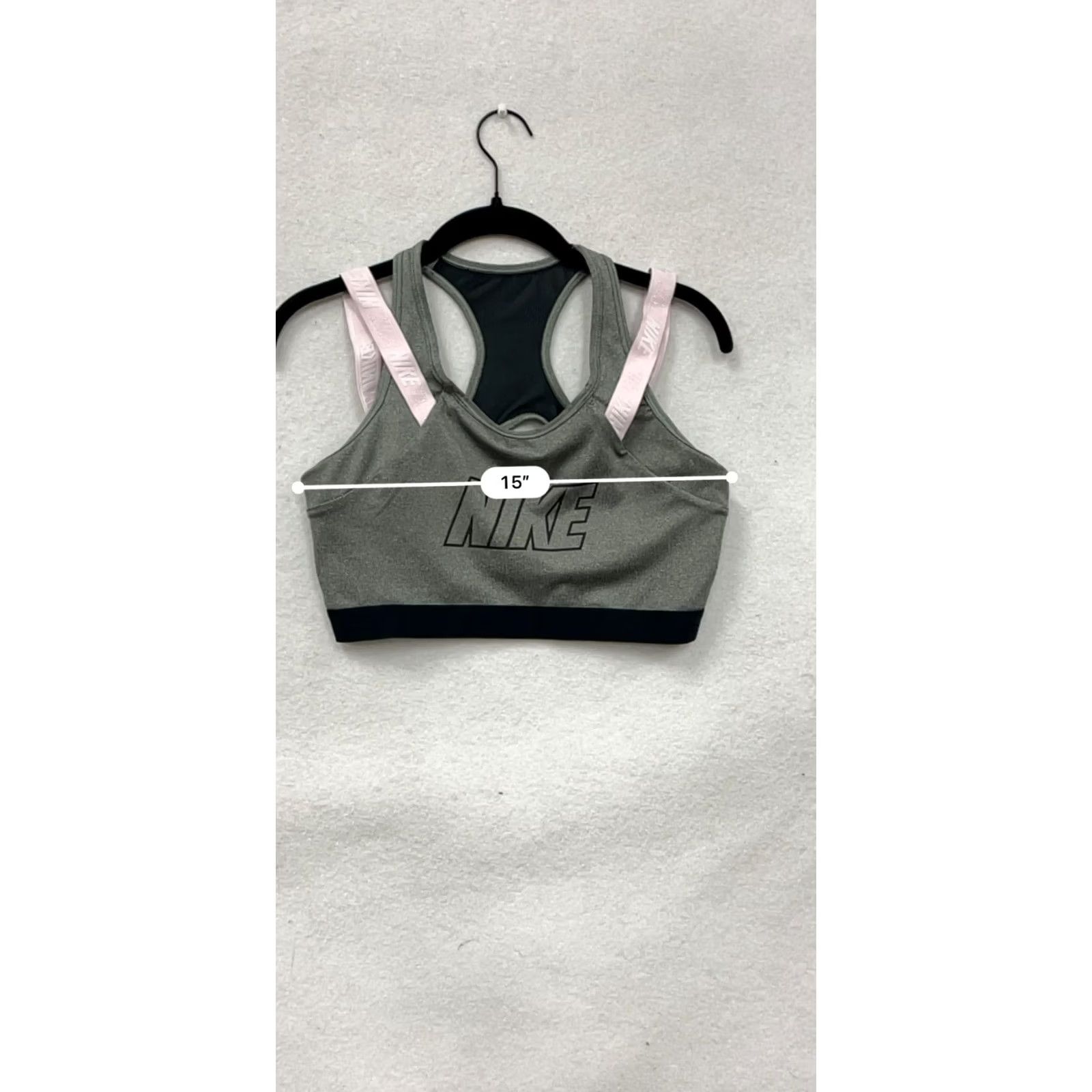 Nike Nike Womens L Racerback Sports Bra Color Gray Size ONE SIZE - 7 Thumbnail