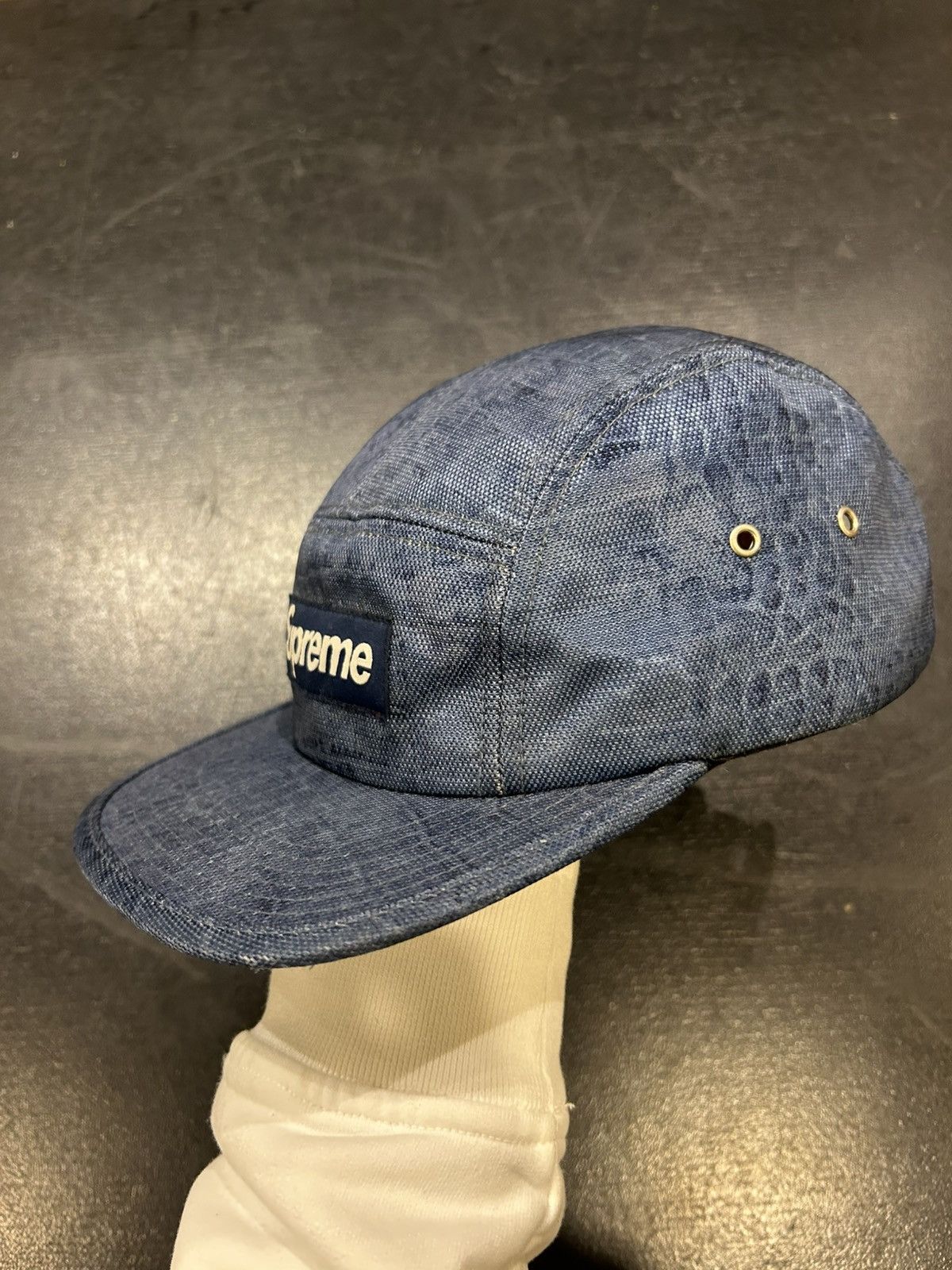 Supreme Supreme Frayed Croc Denim Camp Cap Size ONE SIZE - 3 Thumbnail