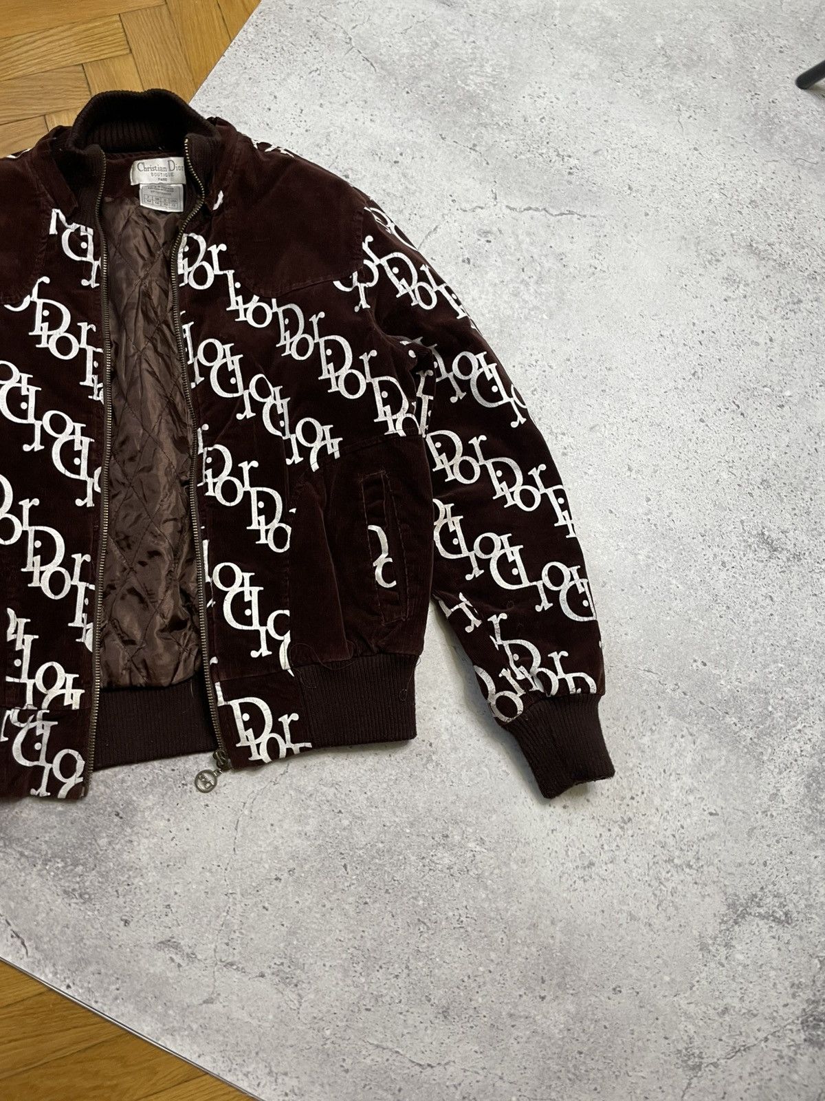 Designer × Vintage VTG Dior Bootleg Monogram Velvet Zip Jacket Brown Size S / US 4 / IT 40 - 4 Thumbnail