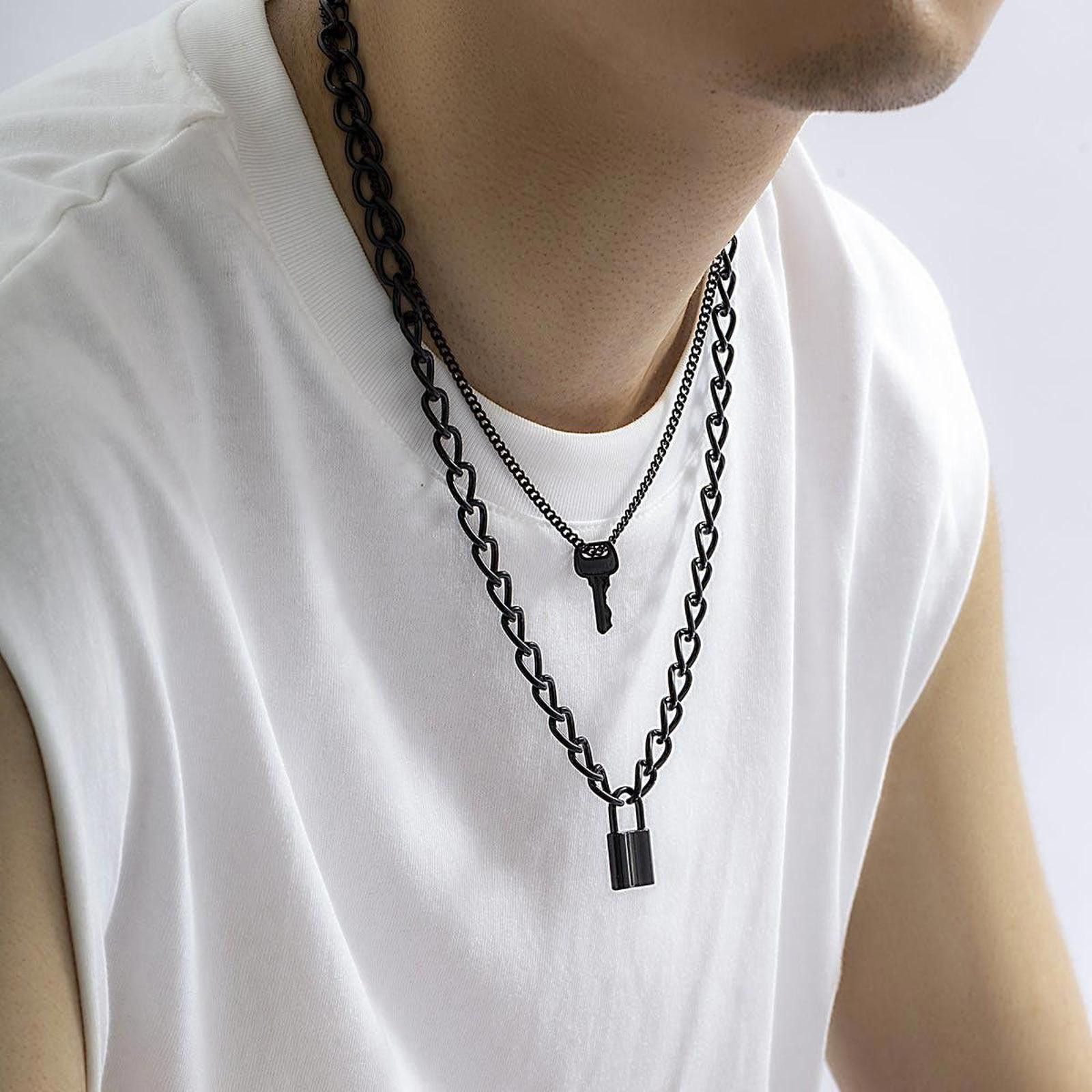 Jewelry Black Lock Pendant Necklace Size ONE SIZE - 2 Thumbnail