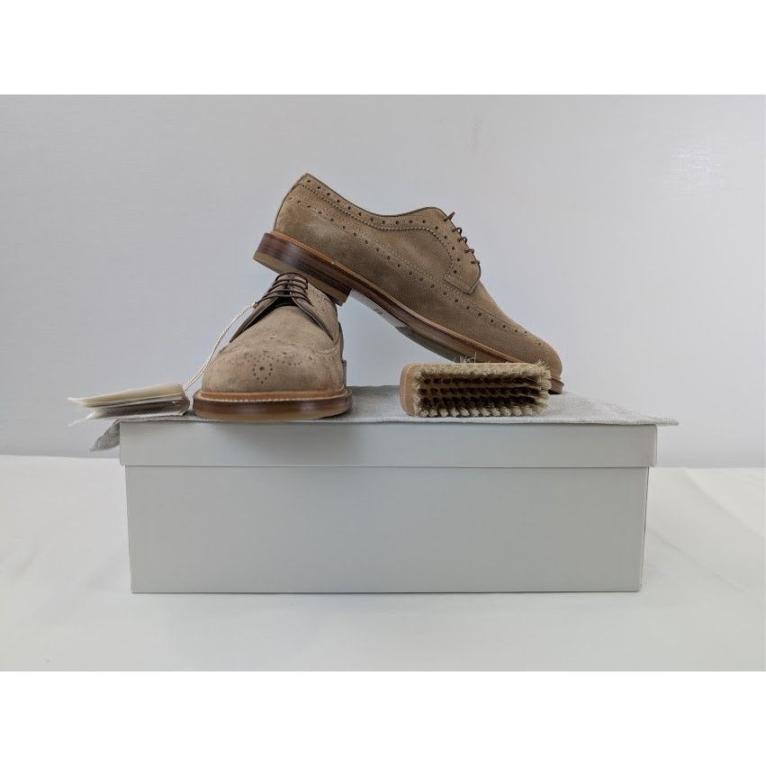 Brunello Cucinelli o1rshd1 Suede Longwing Brogue Derby Boots in Brown Size US 12 / EU 45 - 20 Thumbnail