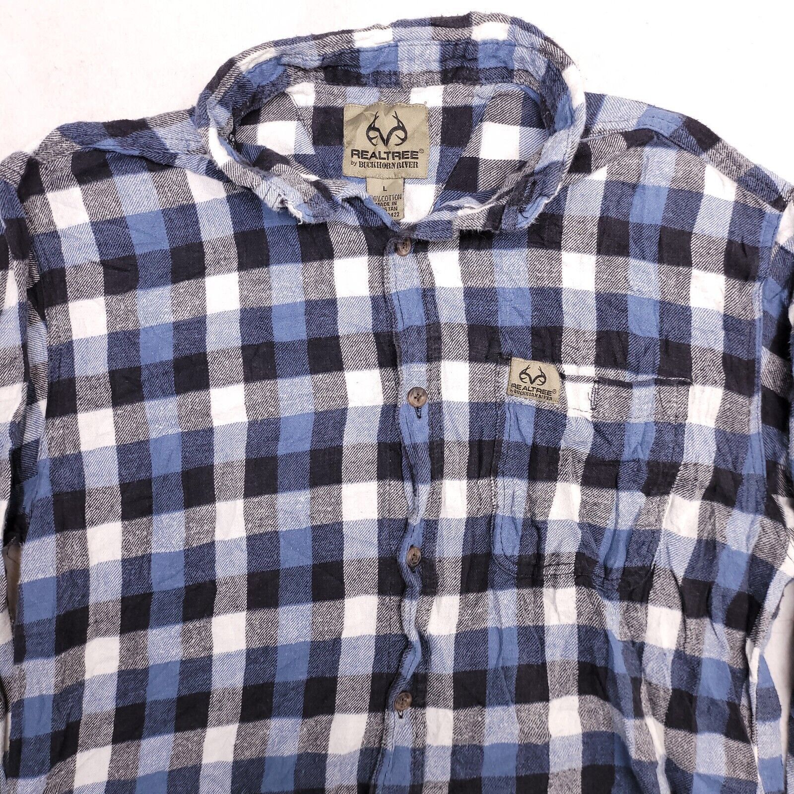 Realtree Realtree Gingham Flannel Shirt Mens Size Large L Blue Black Size US L / EU 52-54 / 3 - 1 Thumbnail