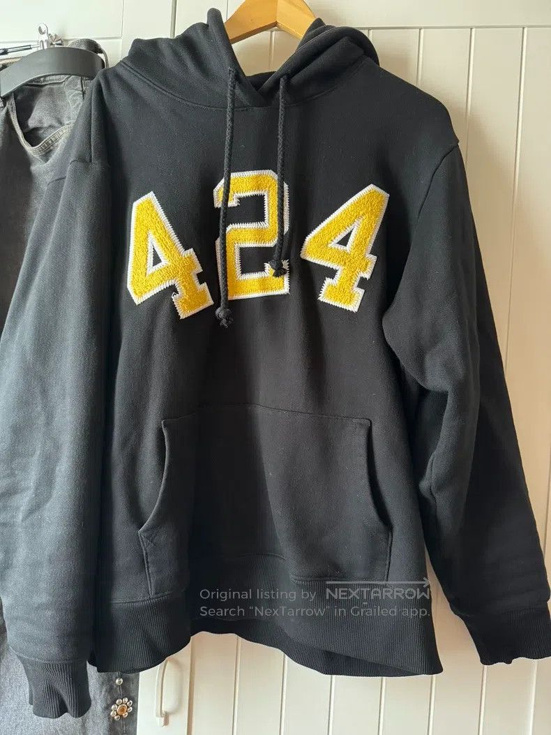 424 424 Black Yellow Flock Printed Retro Street Hoodie Size US XL / EU 56 / 4 - 1 Thumbnail