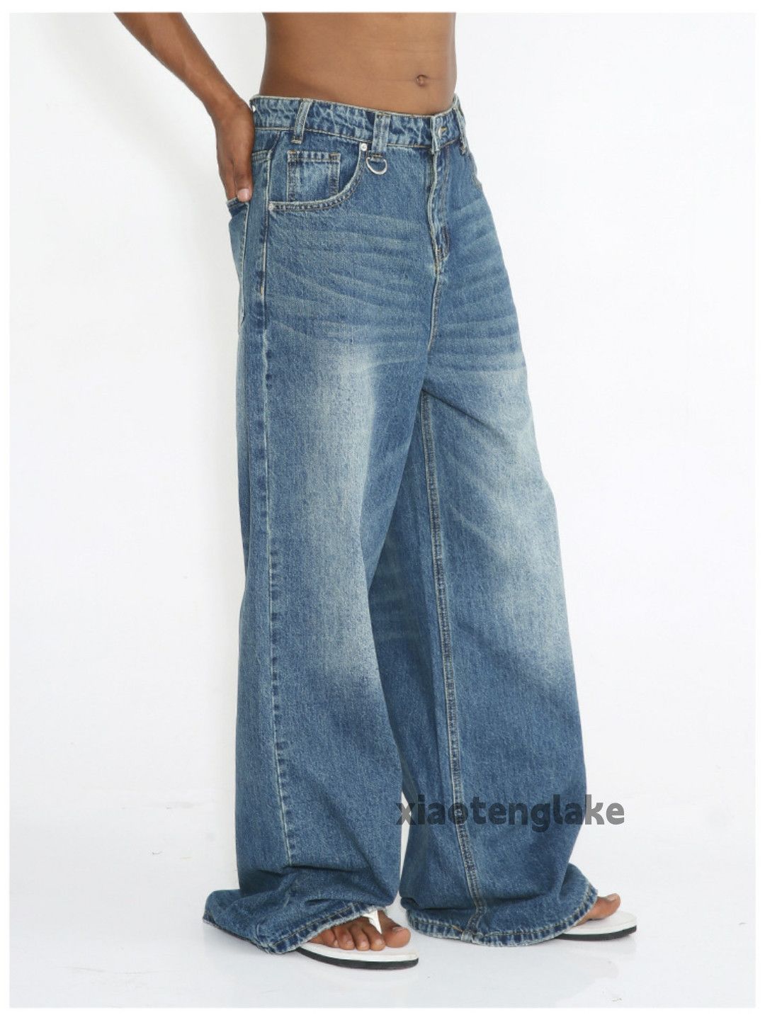 Jean × Vintage washed faded cleanfit skate hiphop loose baggy jeans Size US 30 / EU 46 - 2 Thumbnail