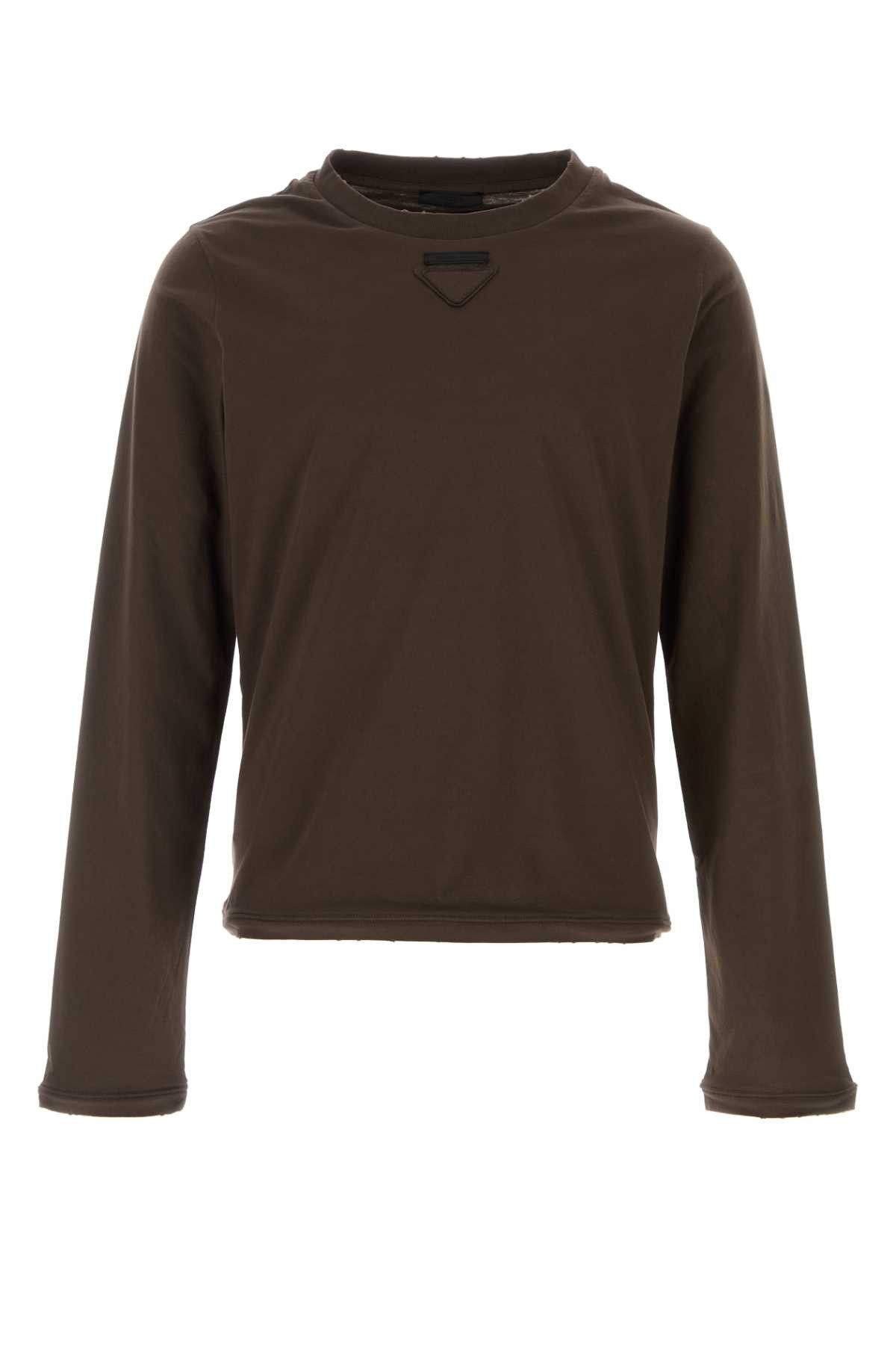 Prada Brown Cotton T-Shirt Size US S / EU 44-46 / 1 - 1 Thumbnail