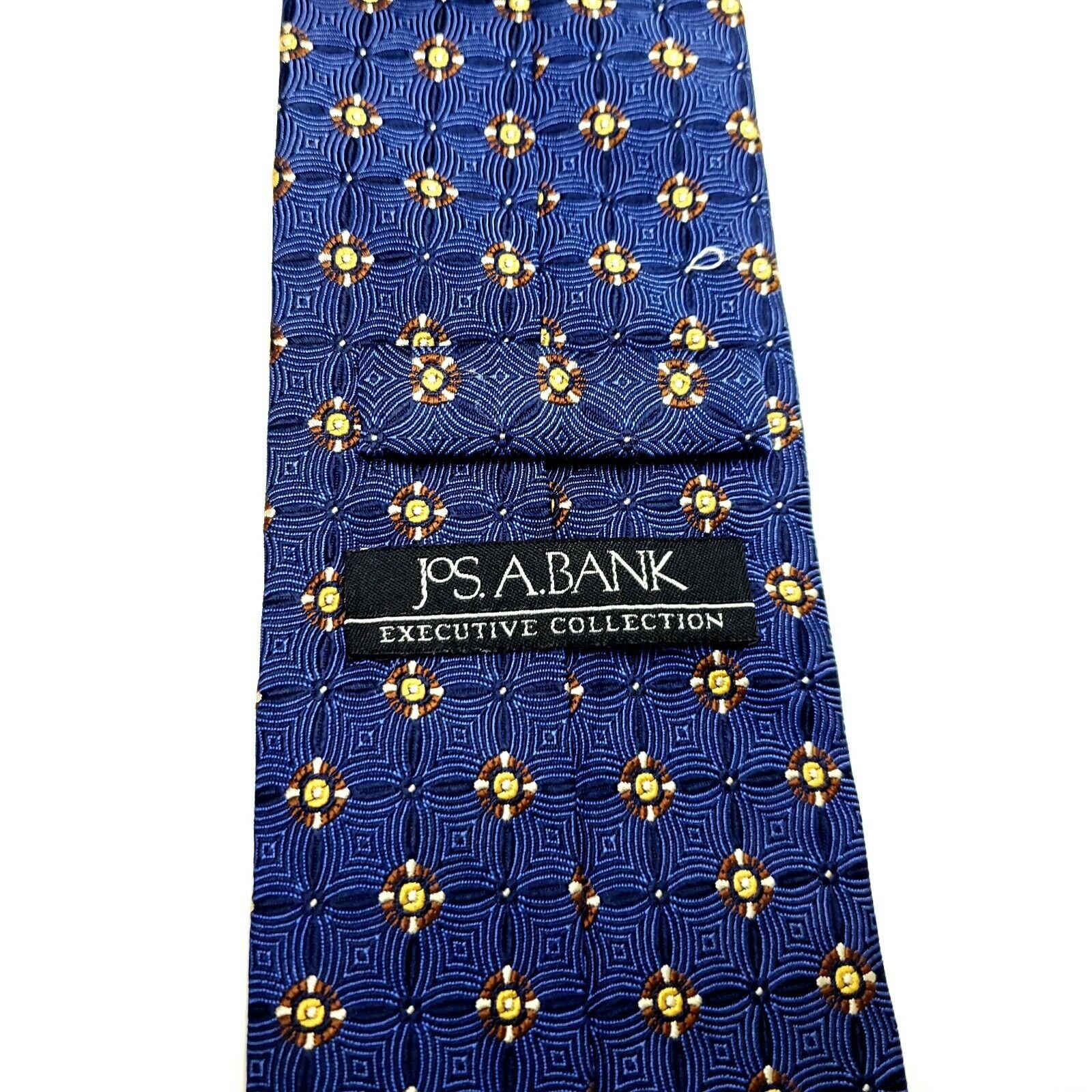 Jos. A. Bank Jos A Bank Executive Silk Tie Woven Blue Geometric Size ONE SIZE - 3 Thumbnail