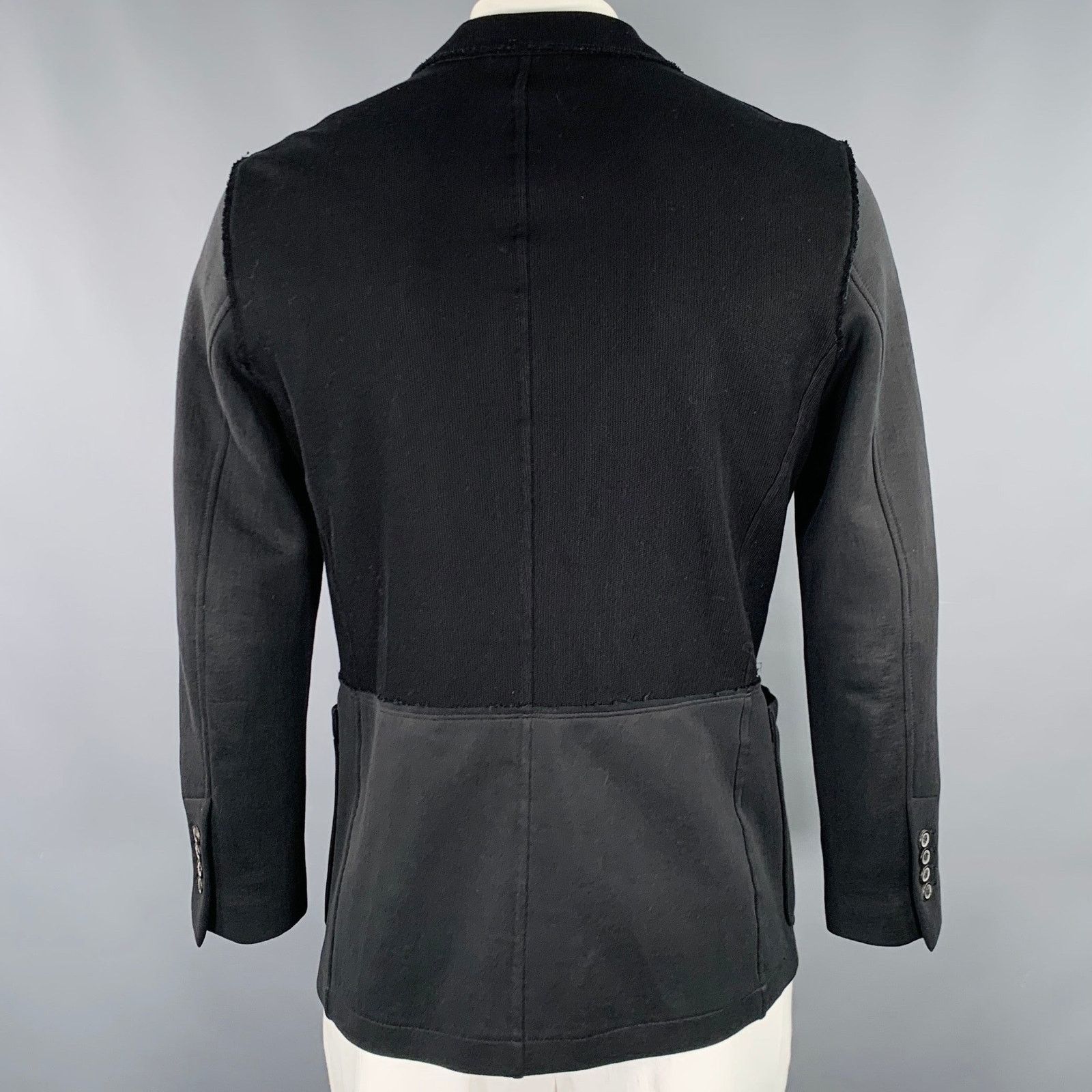 Lanvin Size 42 Black Mixed Fabrics Cotton Single breasted Jacket Size US L / EU 52-54 / 3 - 4 Thumbnail