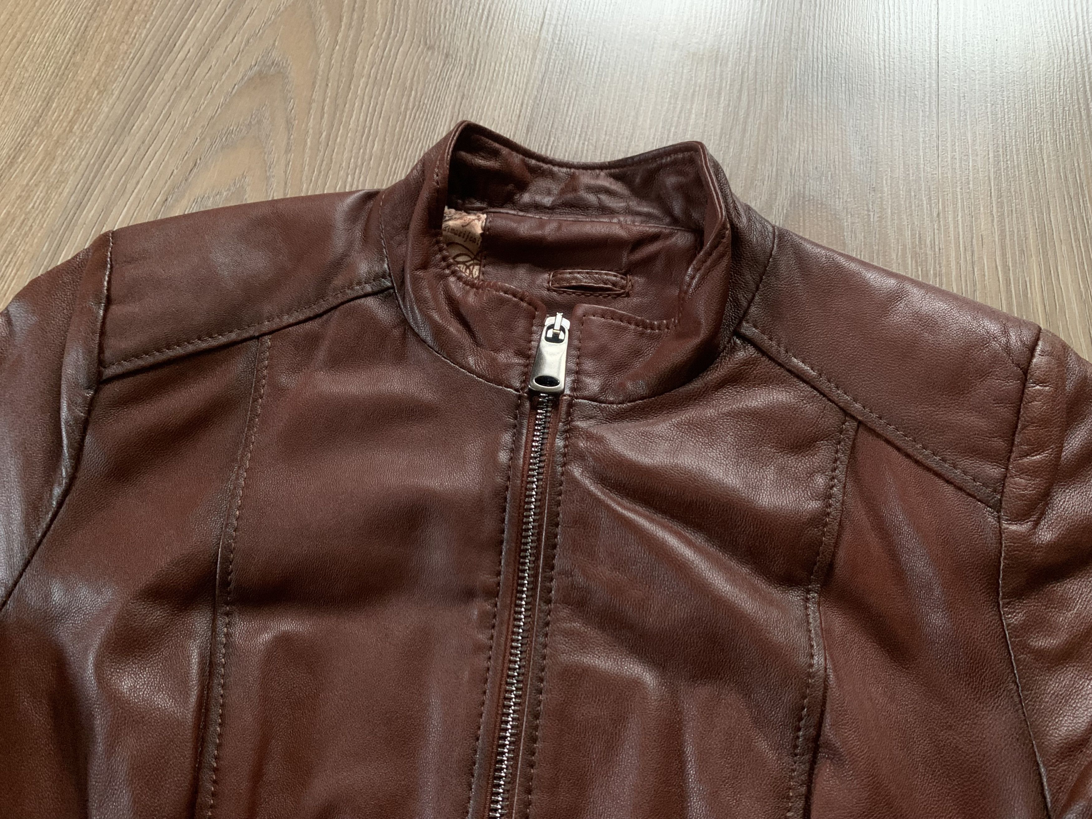 Other Womens Brown Cidex Fur Soft Leather Jacket Size L / US 10 / IT 46 - 4 Thumbnail