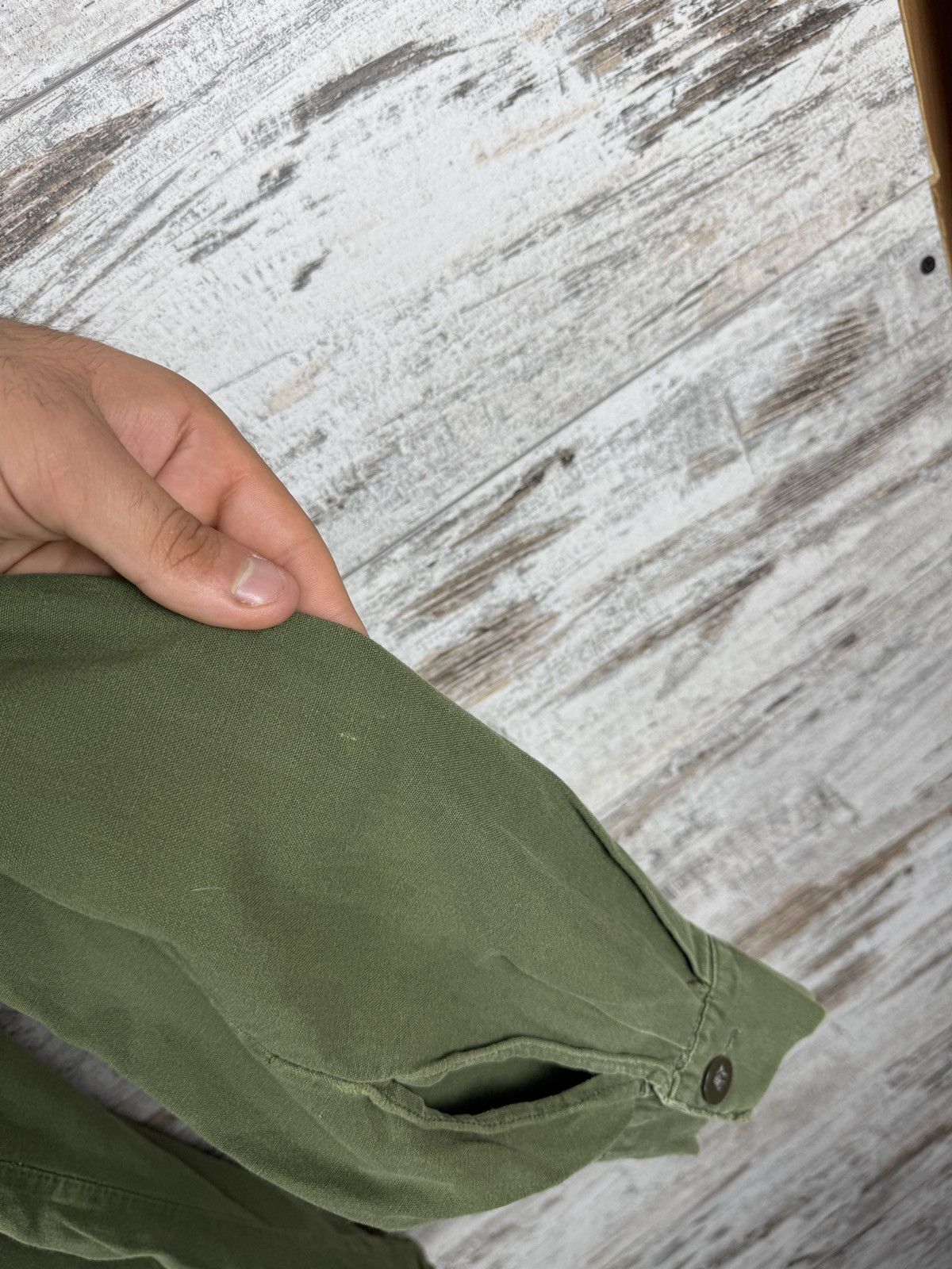 Vintage 1980s Swedish Army Shirt M-55 Green Military Pullover rare Size US M / EU 48-50 / 2 - 12 Thumbnail