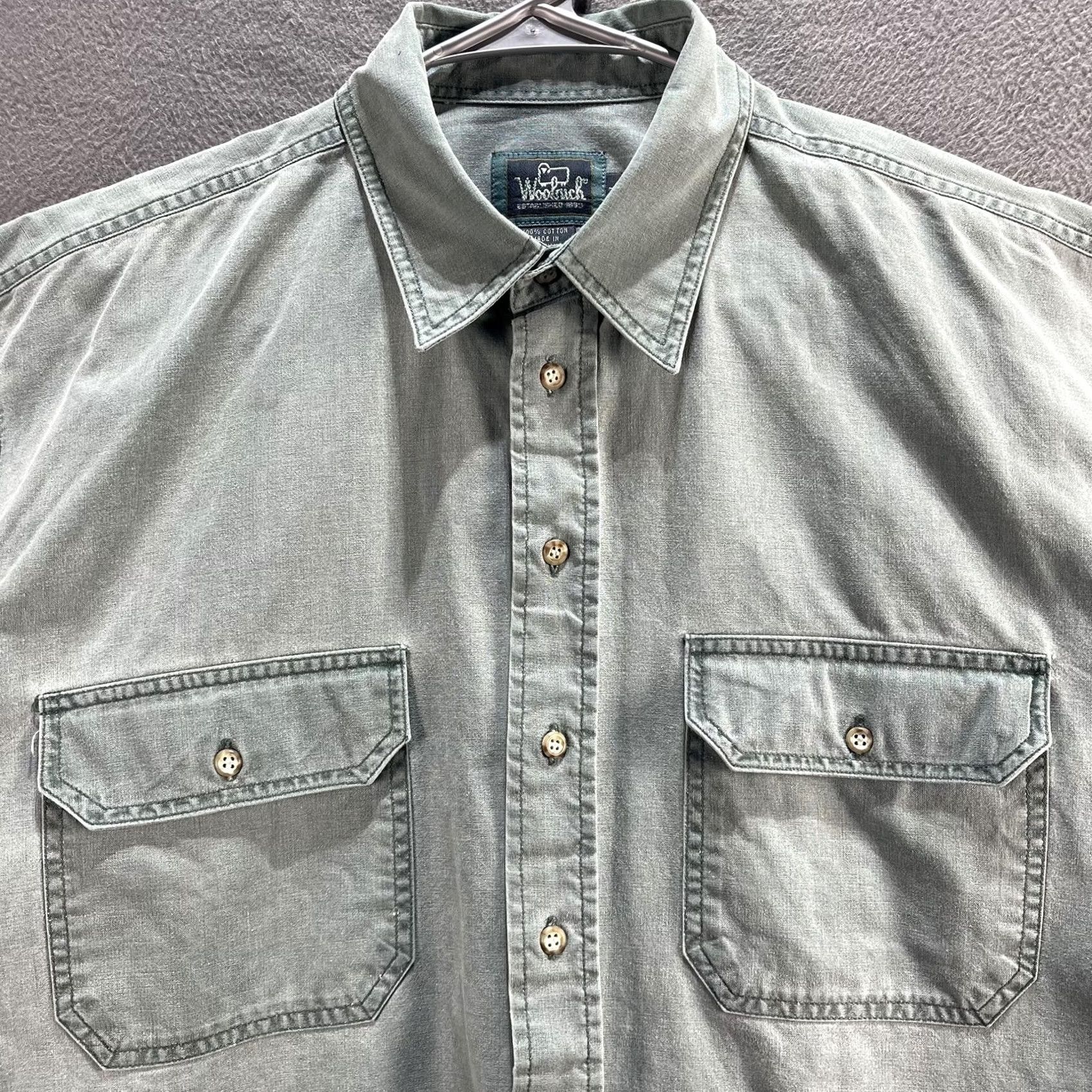 Vintage VINTAGE Woolrich Shirt Mens Large Green Mallard Button Up Cotton Long Sleeve 90s Size US L / EU 52-54 / 3 - 2 Thumbnail