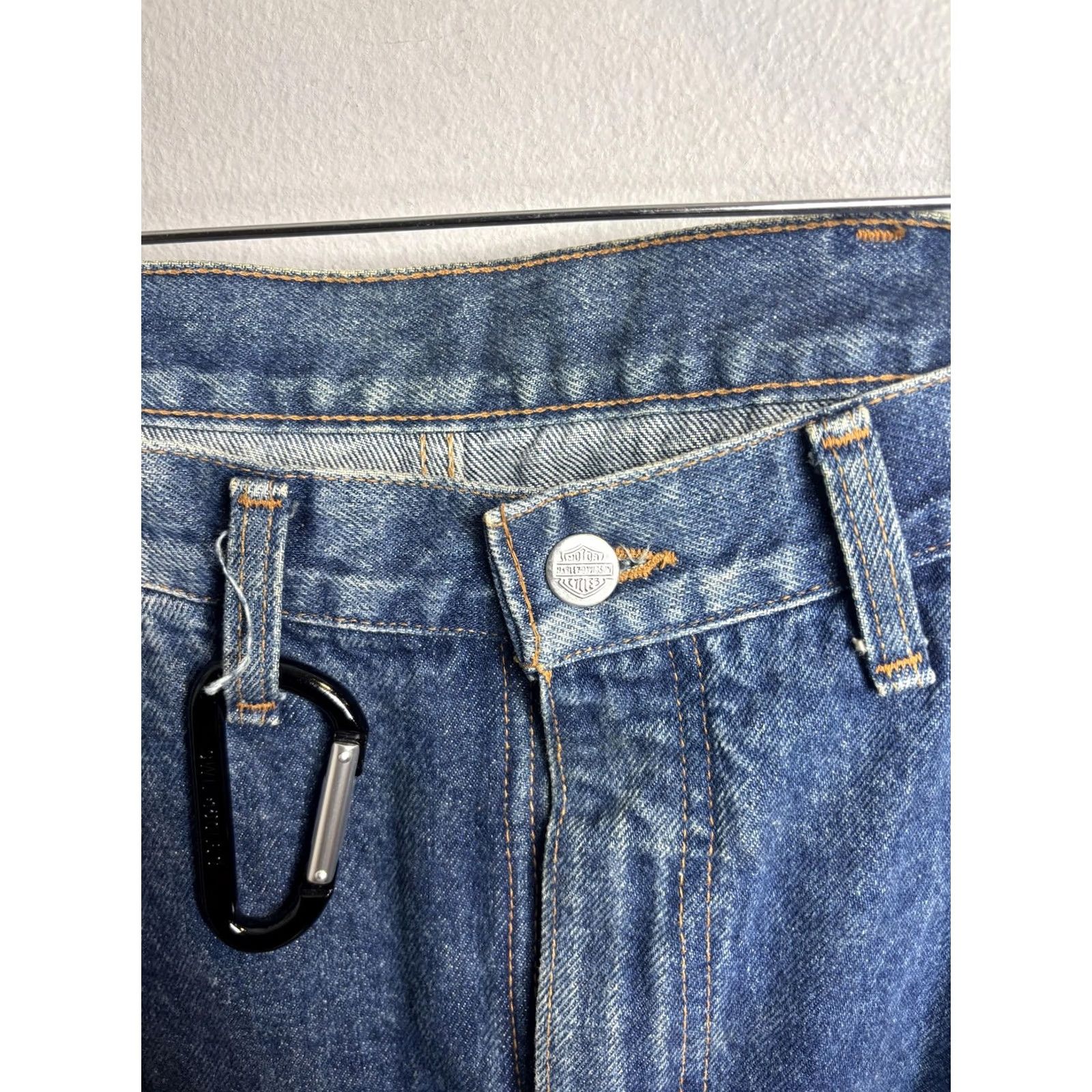 Harley Davidson VINTAGE Harley-Davidson Jeans Mens 40x36 Blue Tapered Eagle Patch USA 90s Mens Jeans Blue 90s Harley-Davidson US flag eagle patch denim jeans Mens Size US 40 / EU 56 - 6 Thumbnail