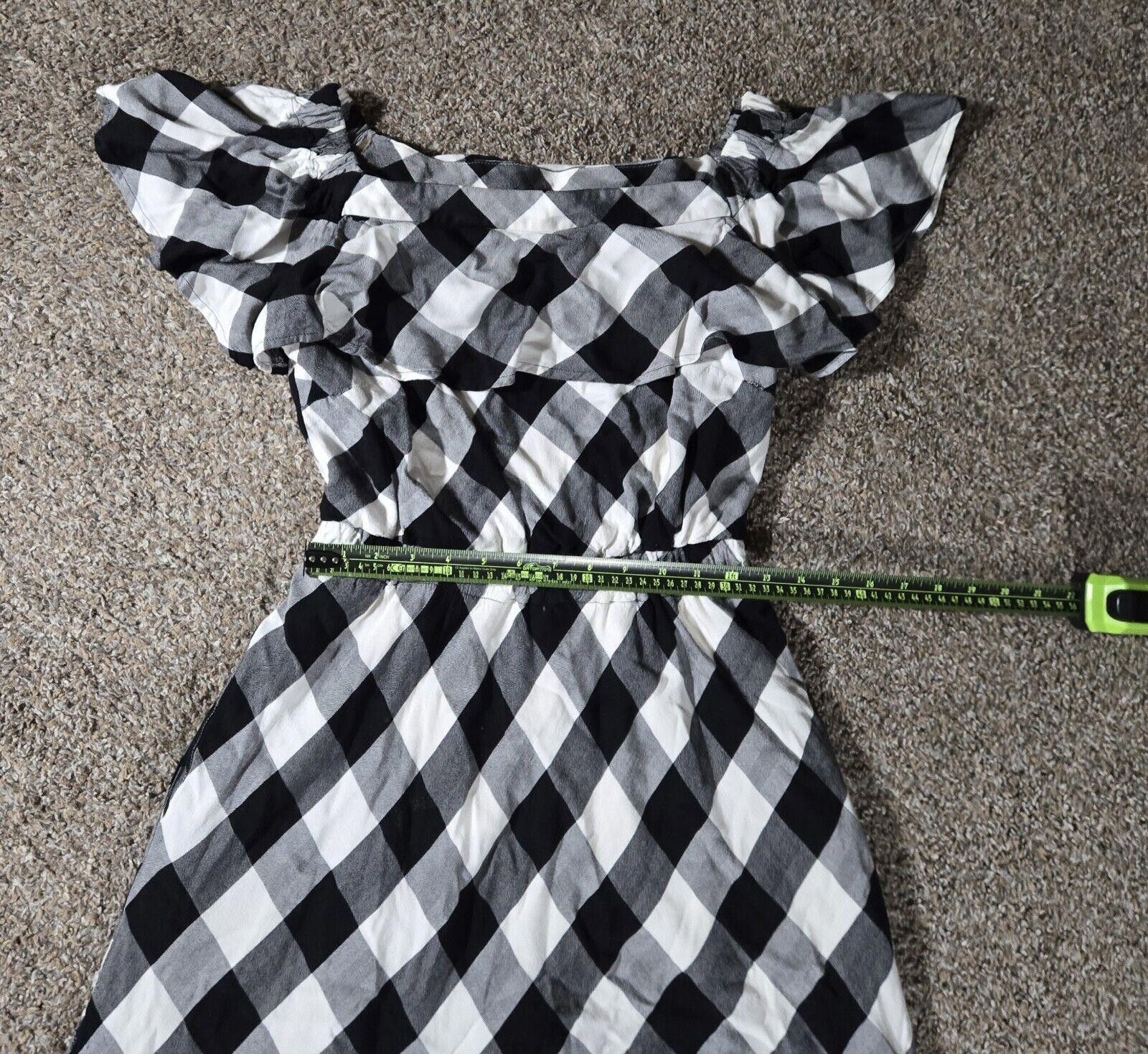 Designer Black And White Gingham Off The Shoulder Dress By Beauport S Size S / US 4 / IT 40 - 3 Thumbnail