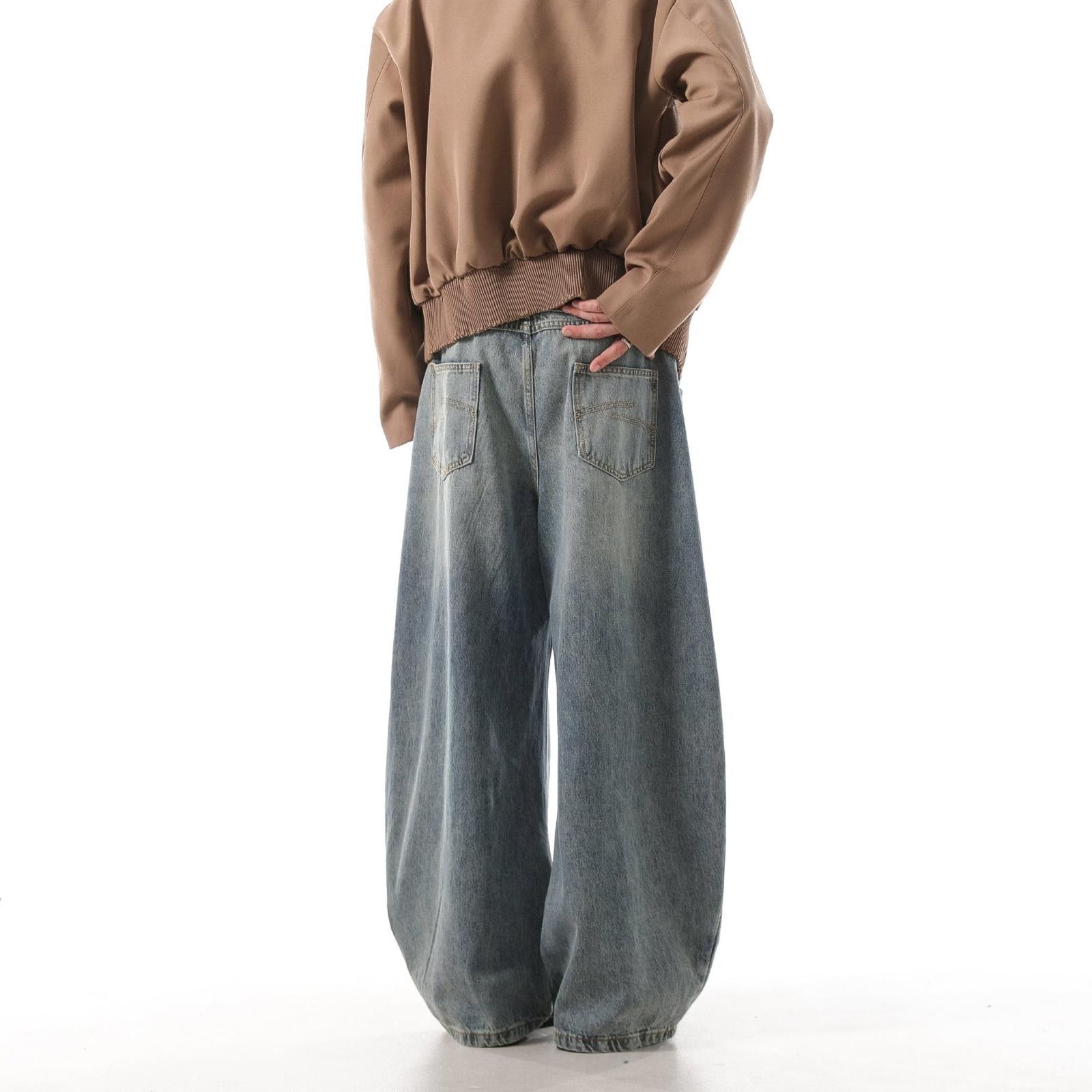 Japanese Brand Faded Wide Leg Jeans, Baggy Denim Pants Size US 32 / EU 48 - 4 Thumbnail