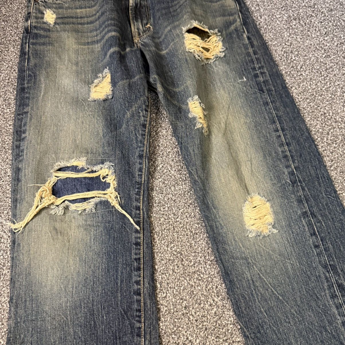 If Six Was Nine Vtg Archival Selvedge Edwin 505s Thrashed Distressed Mud Size US 29 - 4 Thumbnail