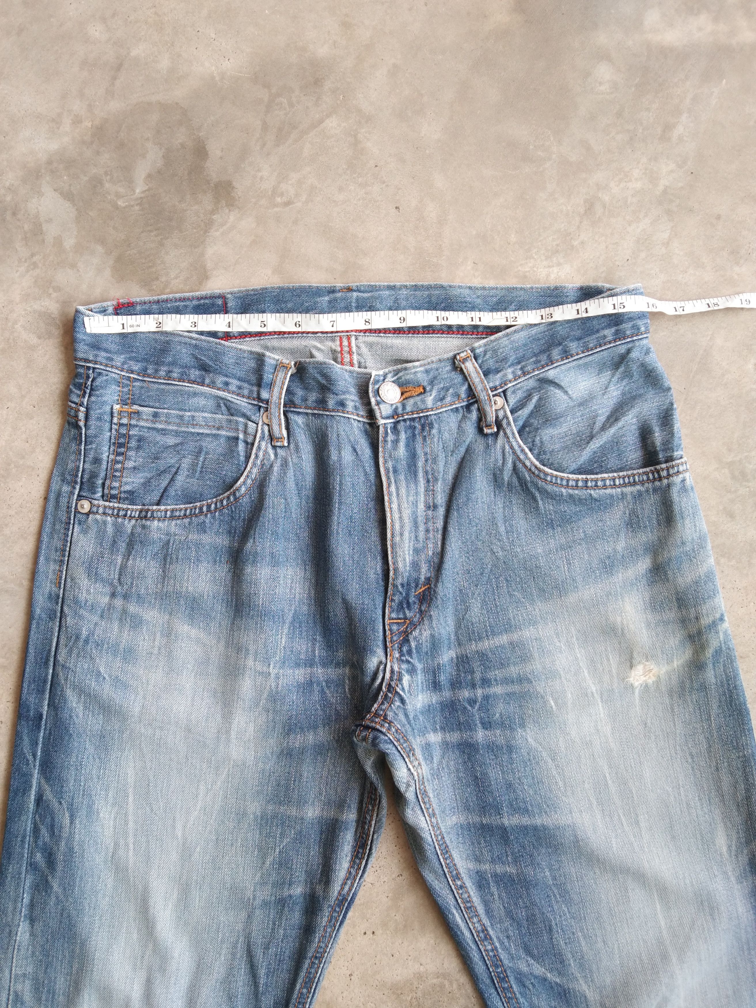 Japanese Brand Vintage Faded Blue Edwin Released Hem Distressed Jeans 31x29 Size US 31 - 6 Thumbnail