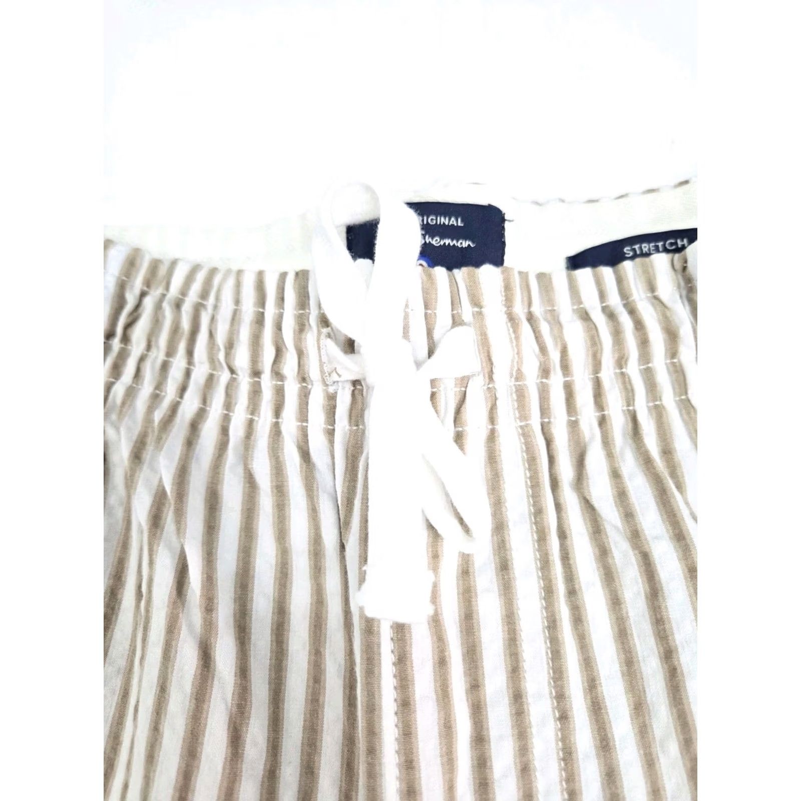 Ben Sherman Ben Sherman Shorts Mens Large Khaki Striped Regular Fit Stretch NWT Size US 34 / EU 50 - 2 Thumbnail