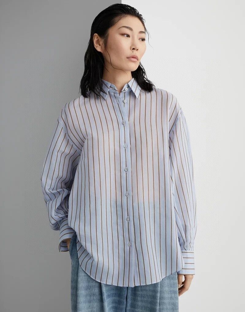 Brunello Cucinelli Brunello Cucinelli Gold Stripe Shirt - dmc Size US M / EU 48-50 / 2 - 1 Thumbnail