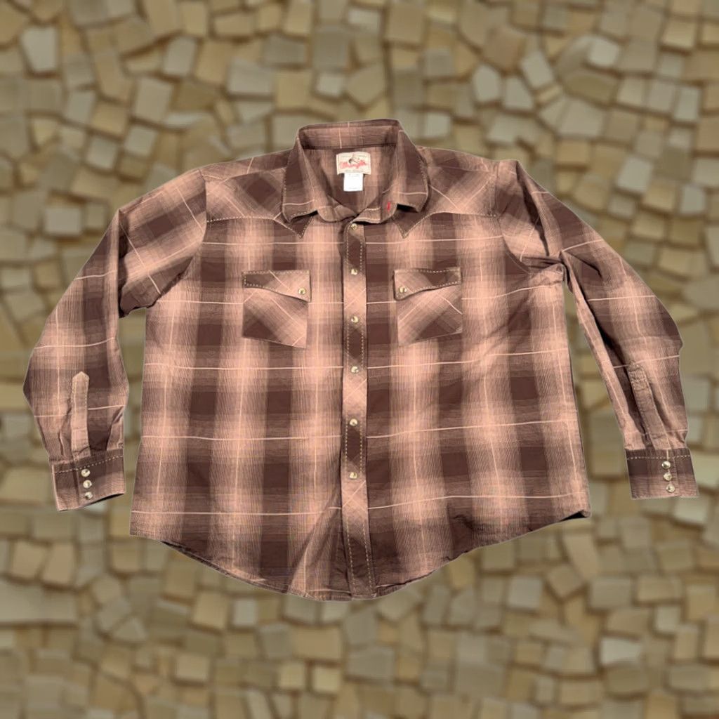 Wrangler VINTAGE Wrangler Western Shirt Adult 2XL Brown Plaid Pearl Snap American Cowboy Shirt Size US XXL / EU 58 / 5 - 1 Thumbnail