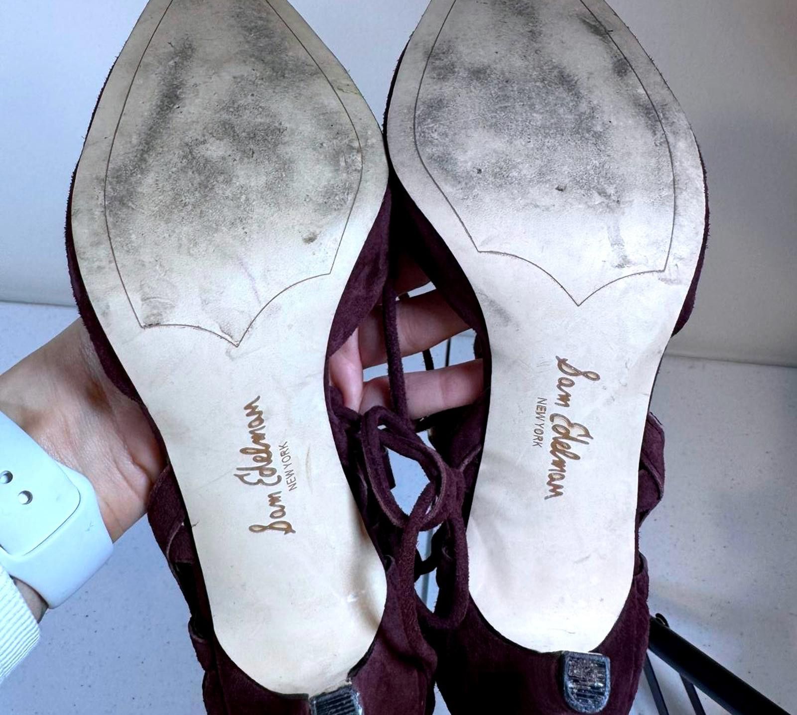 Designer Elegant Purple Suede High Heels with Lace-Up Design Size US 10 / IT 40 - 4 Thumbnail
