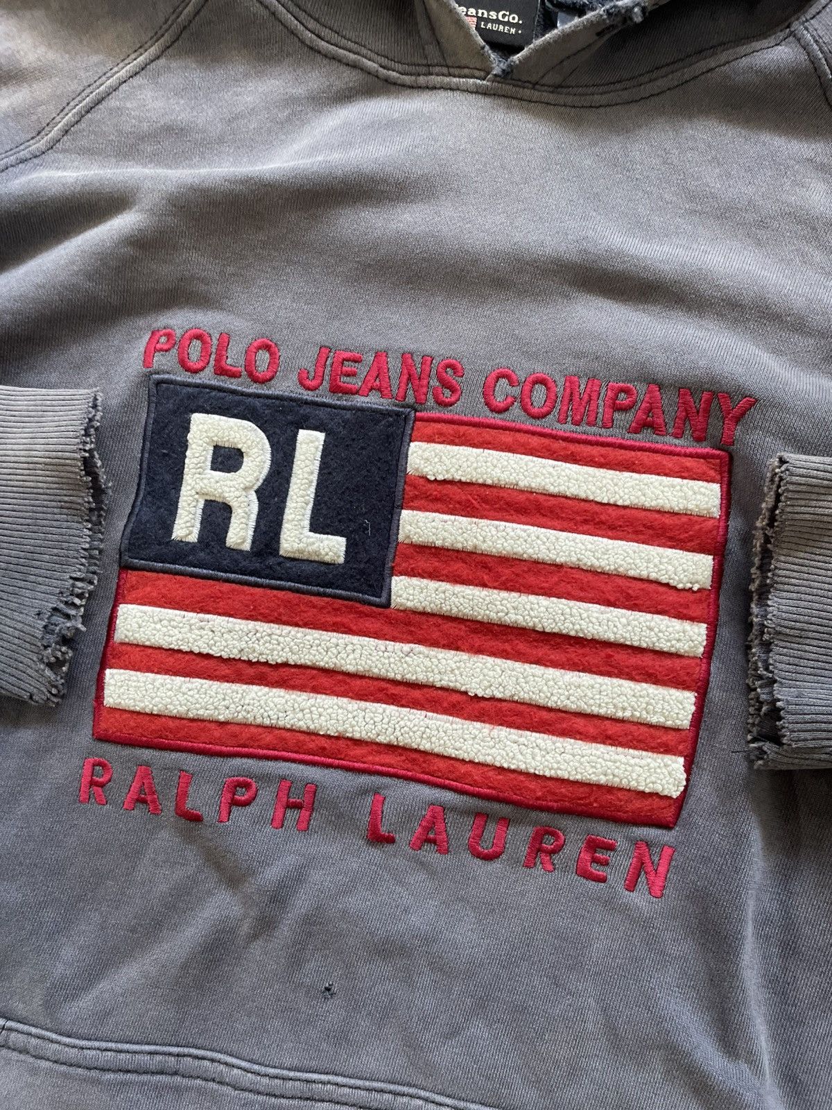 Polo Ralph Lauren 1990’s Vintage Polo Ralph Lauren Distressed Sun Faded Hoodie Size US L / EU 52-54 / 3 - 7 Thumbnail