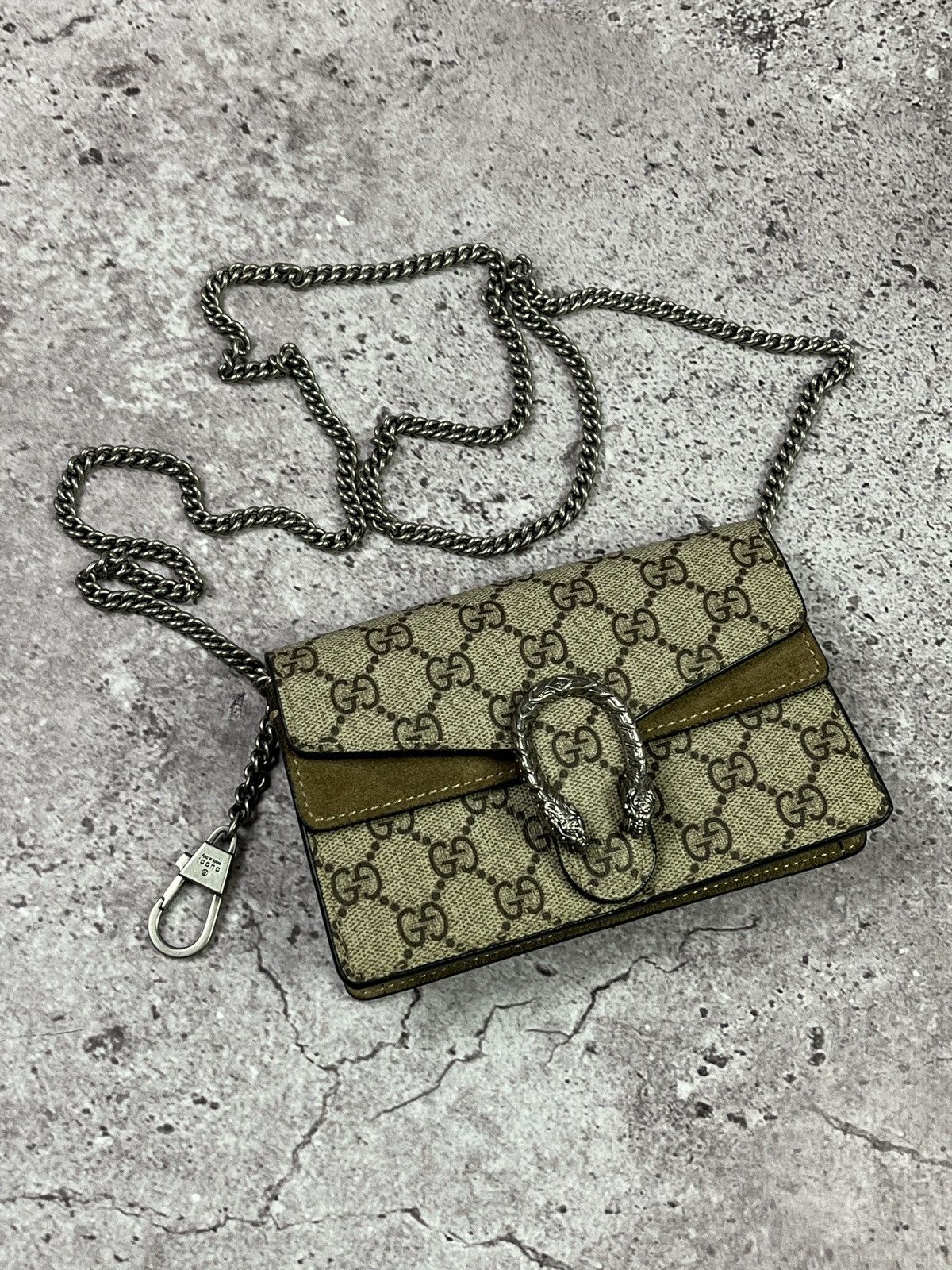 Gucci Gucci 🇮🇹 Dionysus Super Mini GG Supreme ChainBag Beige Suede Size ONE SIZE - 5 Thumbnail
