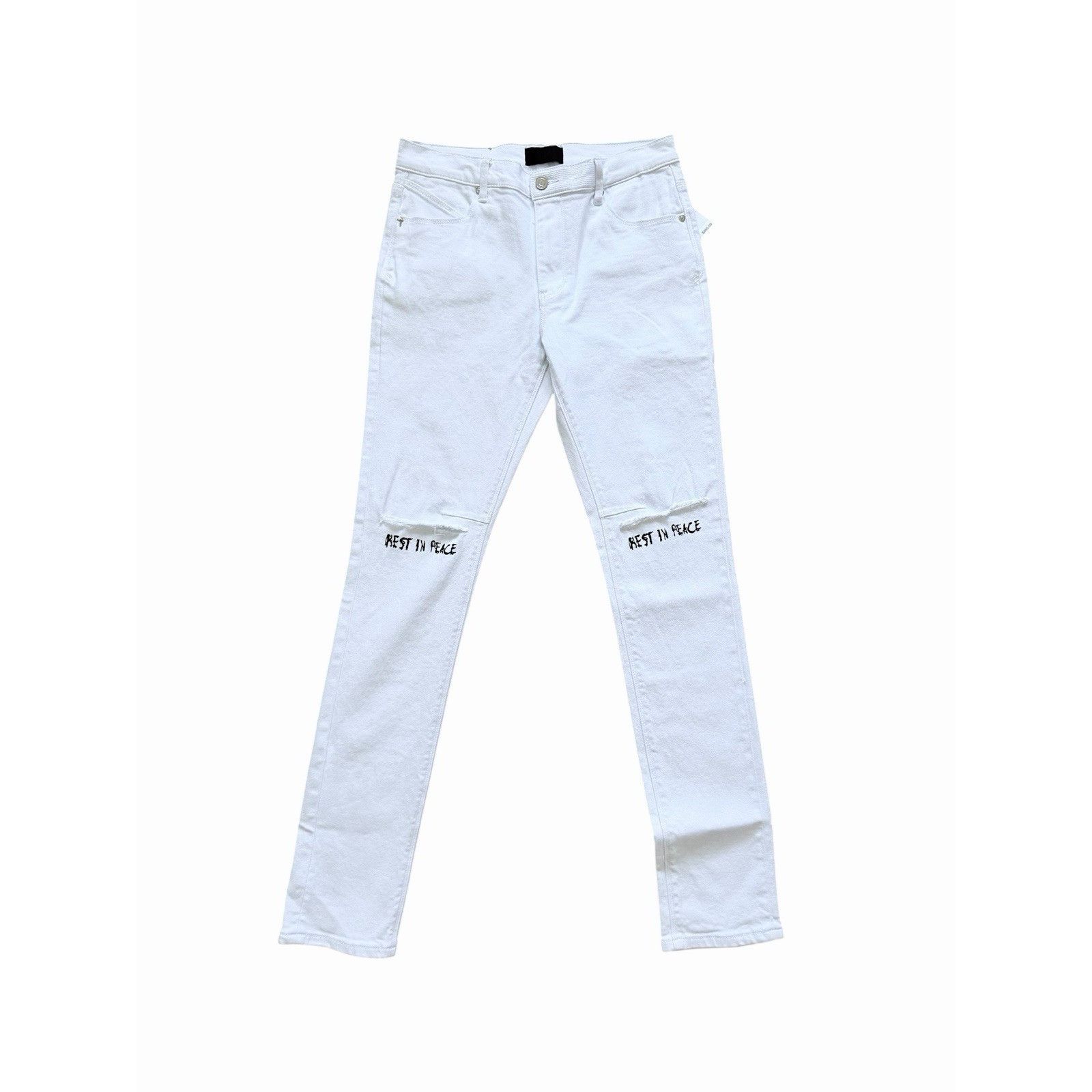 Rta RtA Mens Bryant Distresse Skinny Jeans White Size 30/32 Size US 30 / EU 46 - 1 Thumbnail