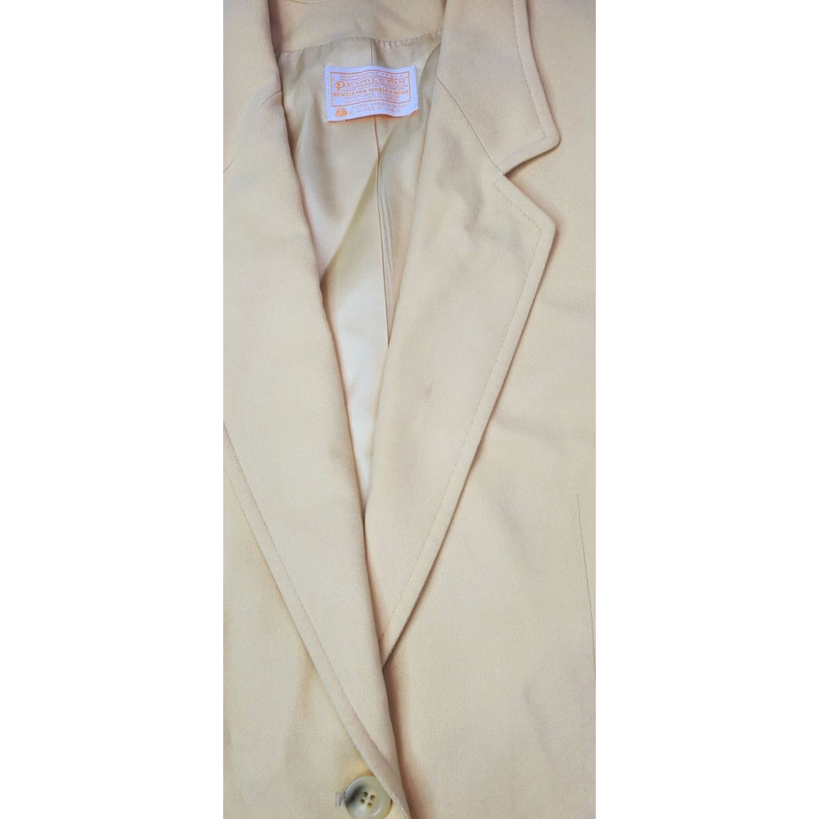 Pendleton Pendleton Women Wool Blazer M Canary Yellow Satin Lined Jacket, Button Closure, Wool, 36 in Chest, Virgin Wool, Vintage No Size M / US 6-8 / IT 42-44 - 5 Thumbnail