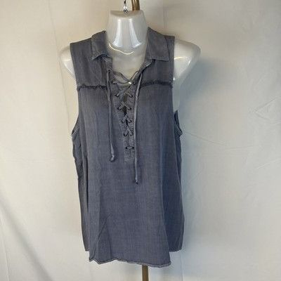 Rock & Republic Rock & Republic Sleeveless Shirt Blouse Size S Lace Up Neck Size S / US 4 / IT 40 - 1 Thumbnail