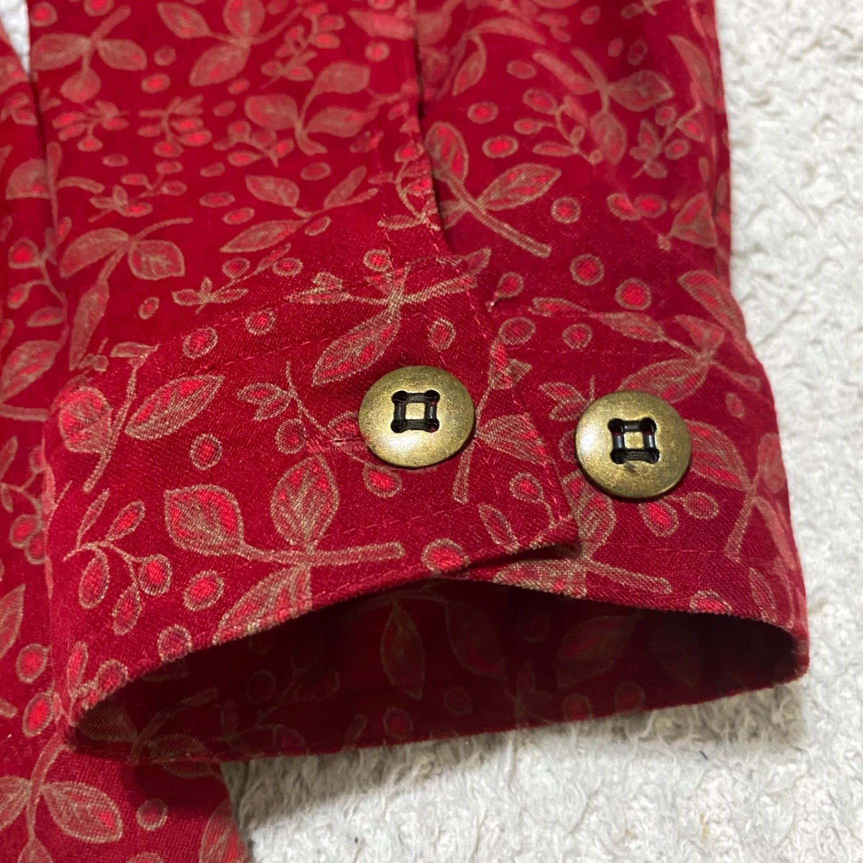 Vintage Christopher & Banks Jacket Womens 1X Plus Red Floral Button Up Short Sleeve Shoulder Pads Casual Travel Size XL / US 12-14 / IT 48-50 - 7 Thumbnail