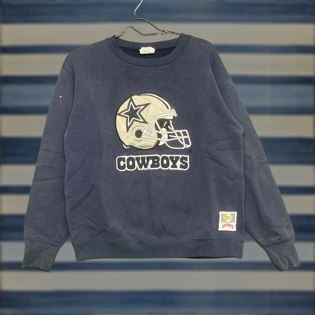 Nutmeg VINTAGE Nutmeg Sweatshirt Mens M Football Logo 90s Dallas Cowboys Navy Blue Knit Pullover Crew Neck Long Sleeve USA Made Size US M / EU 48-50 / 2 - 1 Thumbnail