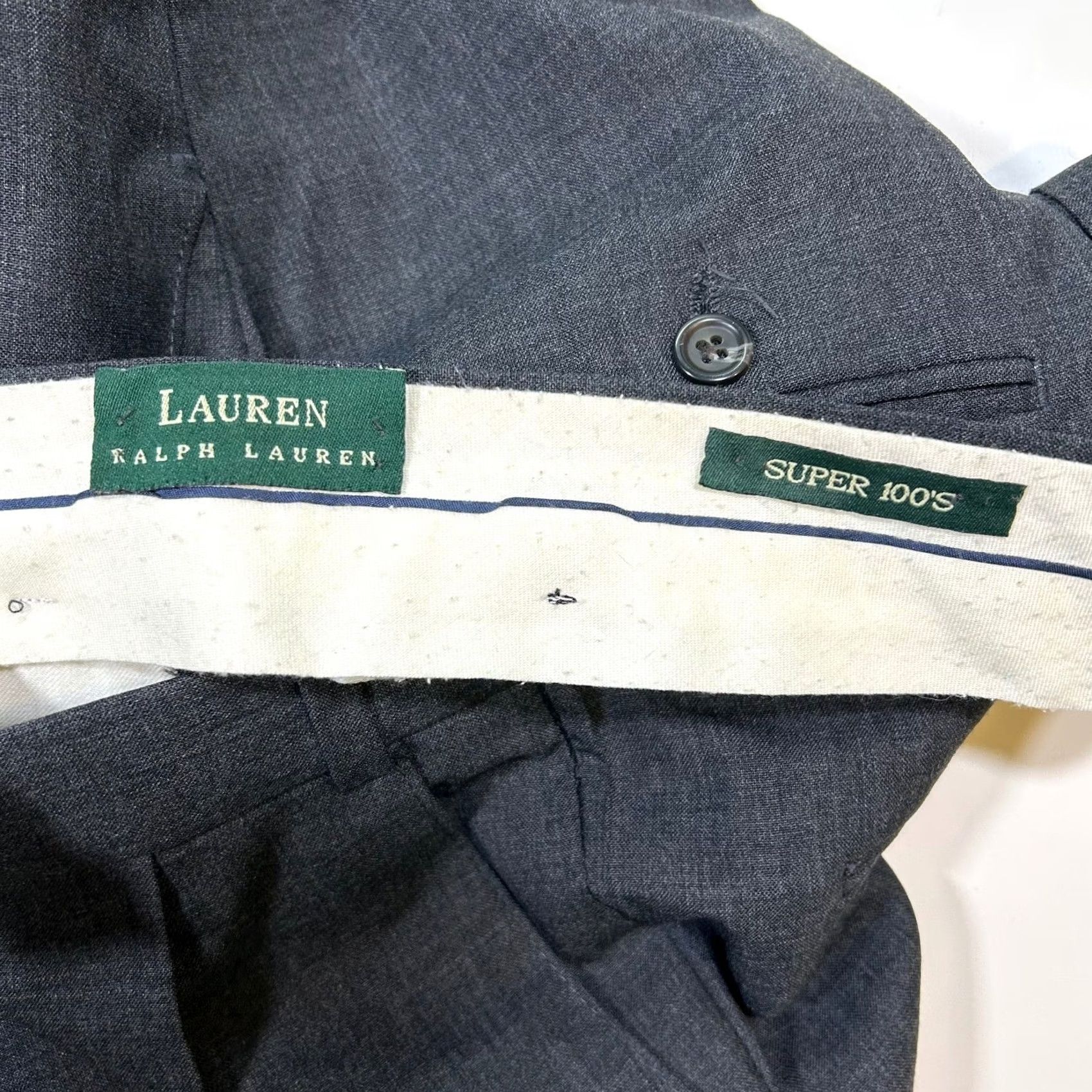 Ralph Lauren Lauren Ralph Lauren Mens Dress Pants Gray Wool Pleated 36x32 Super 100s Size US 36 / EU 52 - 6 Thumbnail