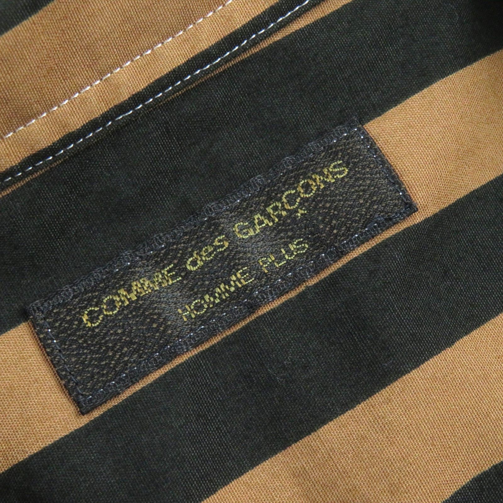 Comme des Garcons Homme Plus Shirt Cotton Short Sleeve Button Up Stripes Brown Black Size US M / EU 48-50 / 2 - 8 Thumbnail