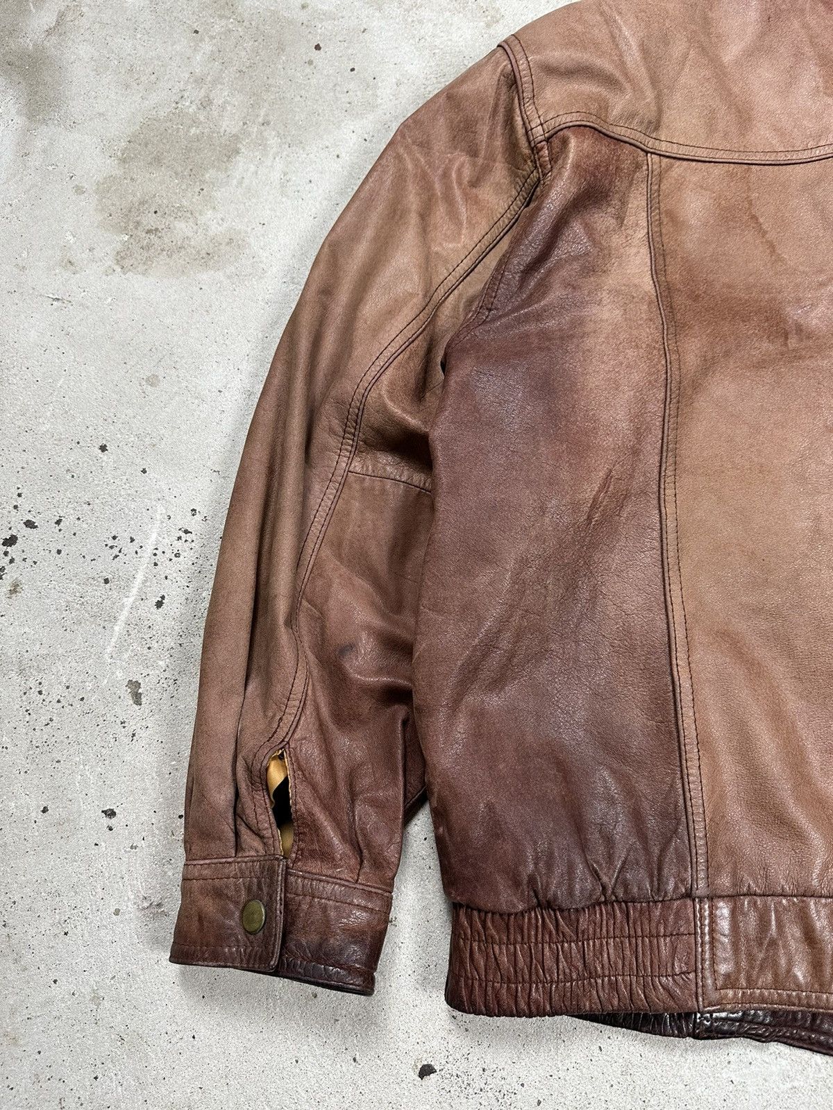 Vintage ‼️ Vintage 90s Distressed Brown / Orange Leather Jacket Rare Size US L / EU 52-54 / 3 - 10 Thumbnail
