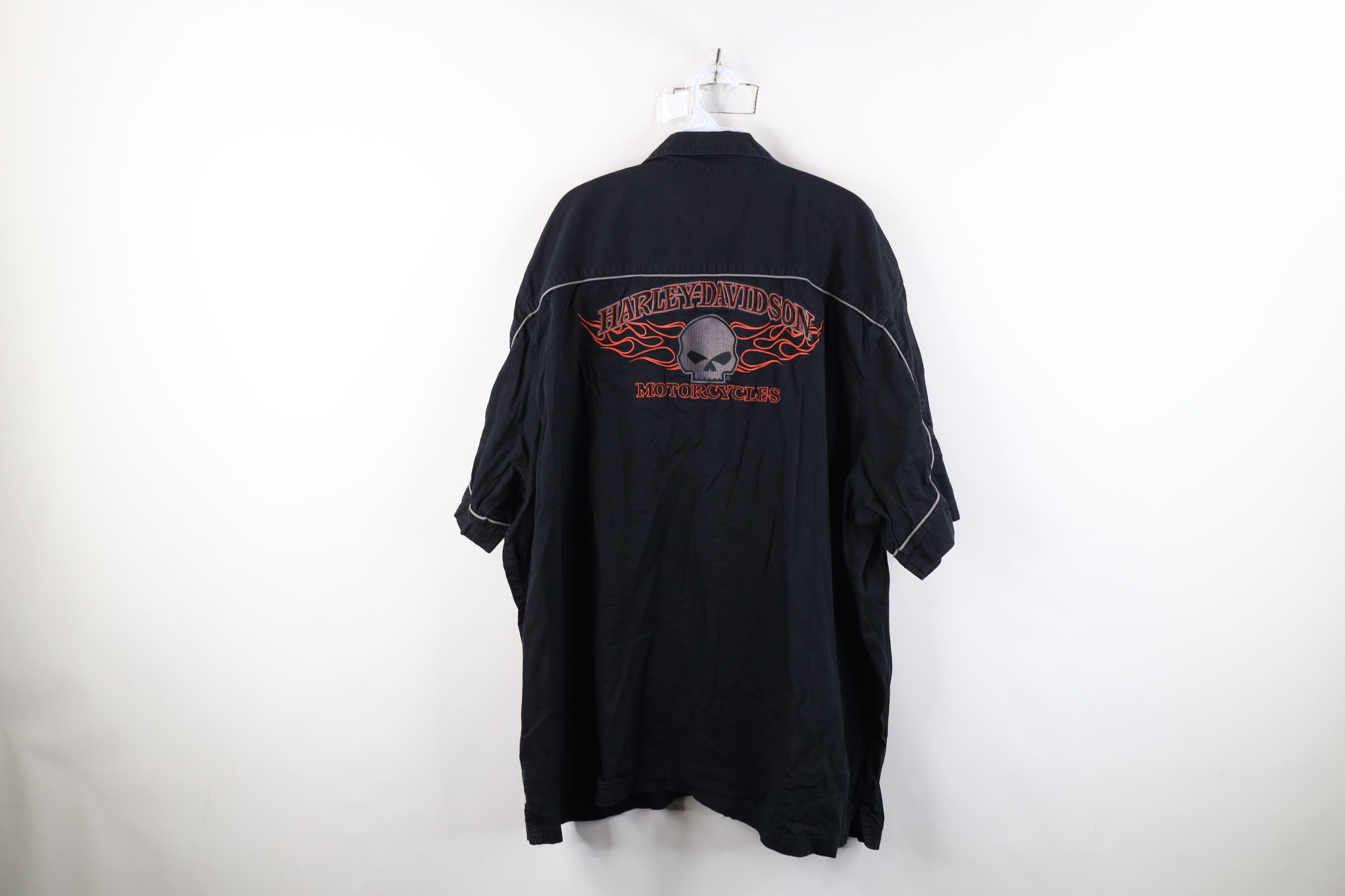 Harley Davidson Vintage Harley Davidson Spell Fire Flames Skull Button Shirt Size US XXL / EU 58 / 5 - 11 Thumbnail