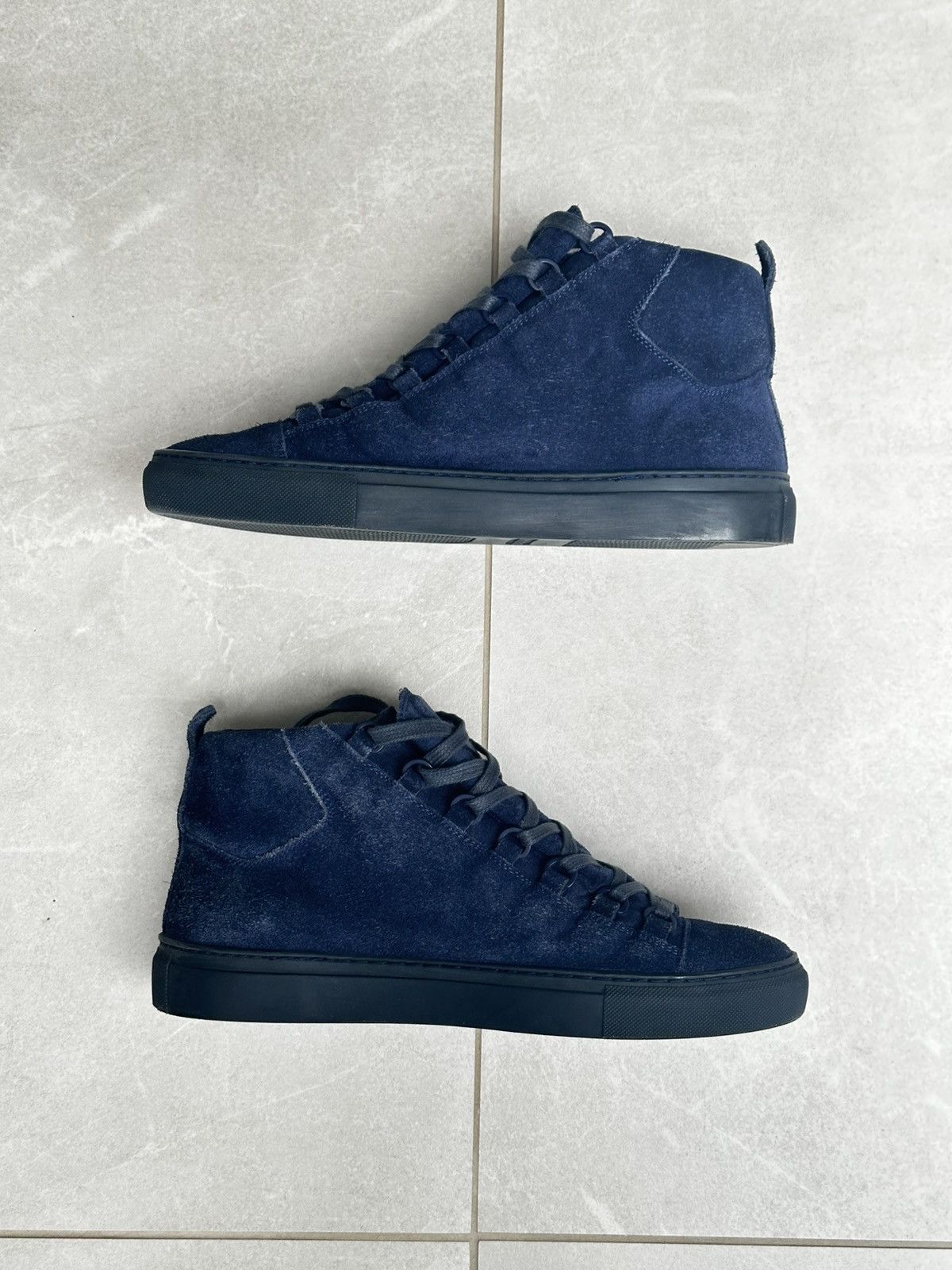Balenciaga Balenciaga Arena High Dark Blue / Navy Suede Leather 40 EU Size US 8.5 / EU 41-42 - 4 Thumbnail
