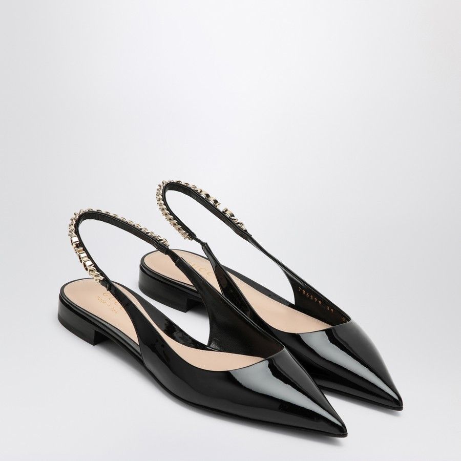 Gucci o1d2blof0824 Ballerina Signorina Patent Leather in Black Size US 9 / IT 39 - 2 Thumbnail