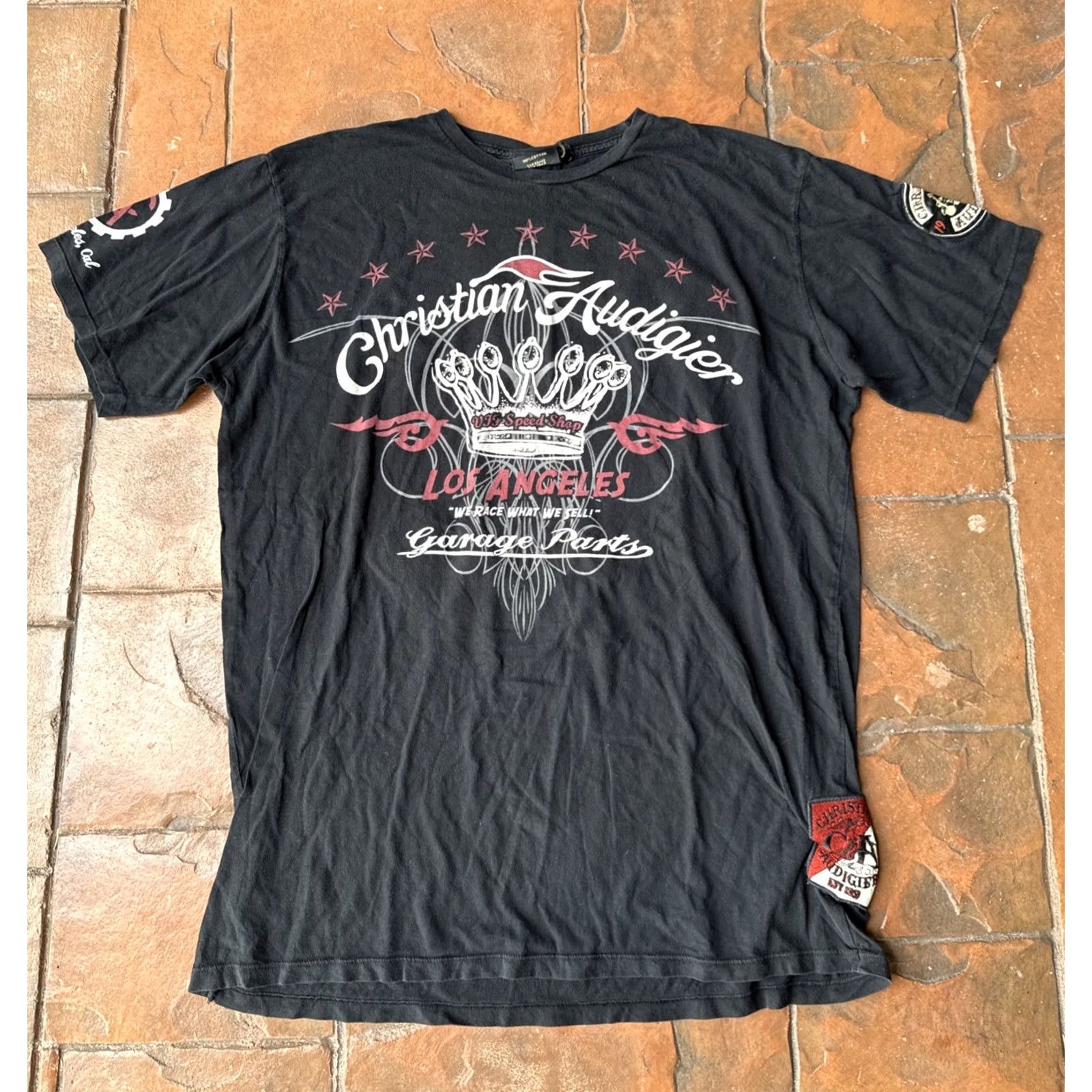 Ed Hardy VINTAGE Christian Audigier Ed Hardy T-Shirt Motorcycle Garage Short Sleeve Crew Neck 2XL Black Unisex Adults Graphic Print 80s 90s Grunge Size US XL / EU 56 / 4 - 2 Thumbnail