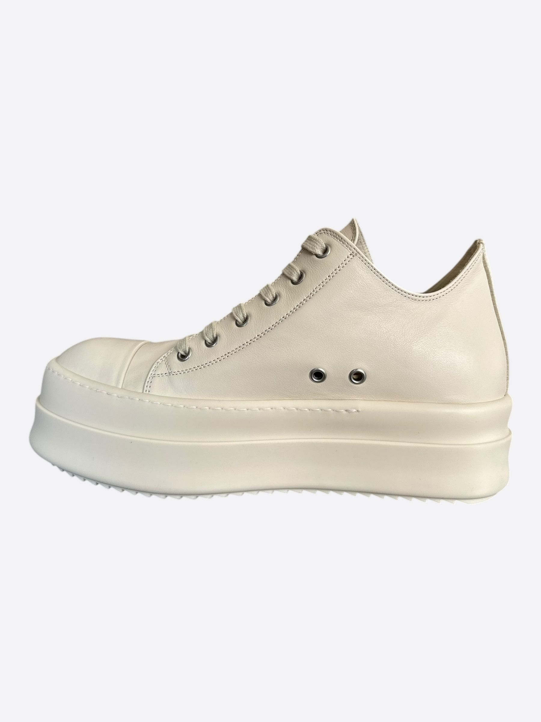 Rick Owens White Leather Mega Bumper Women's Low Top Sneakers Size US 10 / IT 40 - 6 Thumbnail
