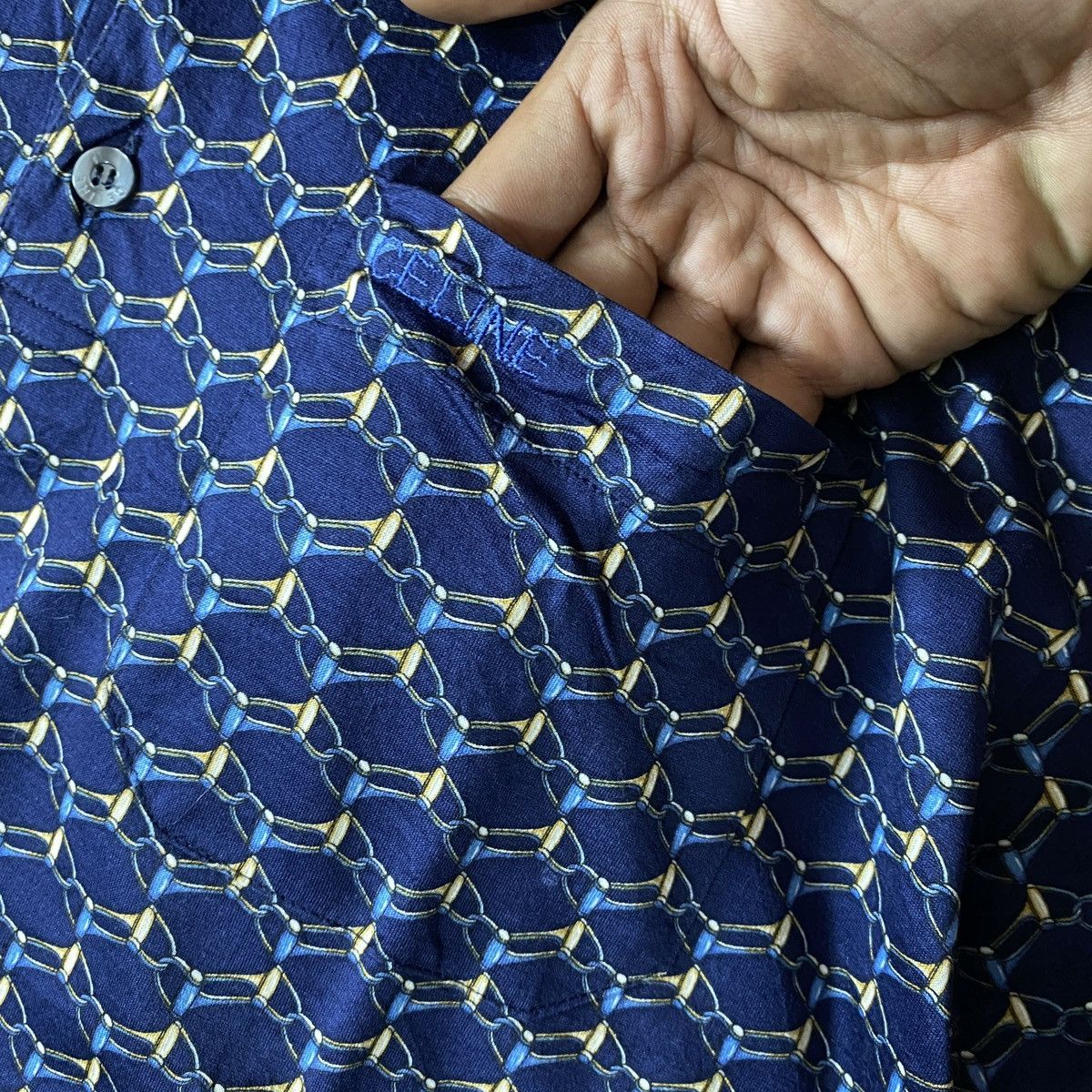 Celine Vintage Celine Monogram Full Print Polo Shirt Size US S / EU 44-46 / 1 - 4 Thumbnail