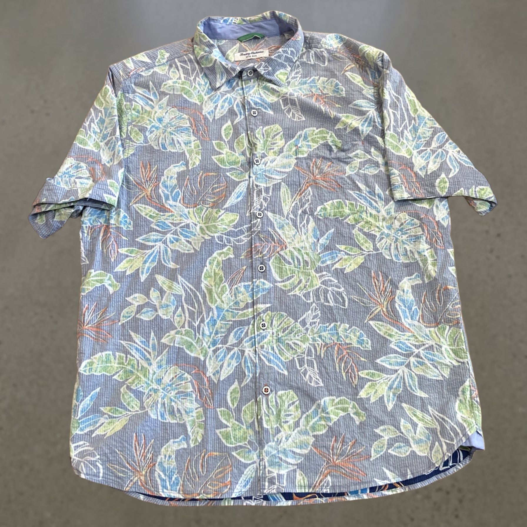 Tommy Bahama Tommy Bahama Shirt Men's XL Nova Wave Seersucker Floral Ocean Reverse Print Size US XL / EU 56 / 4 - 1 Thumbnail