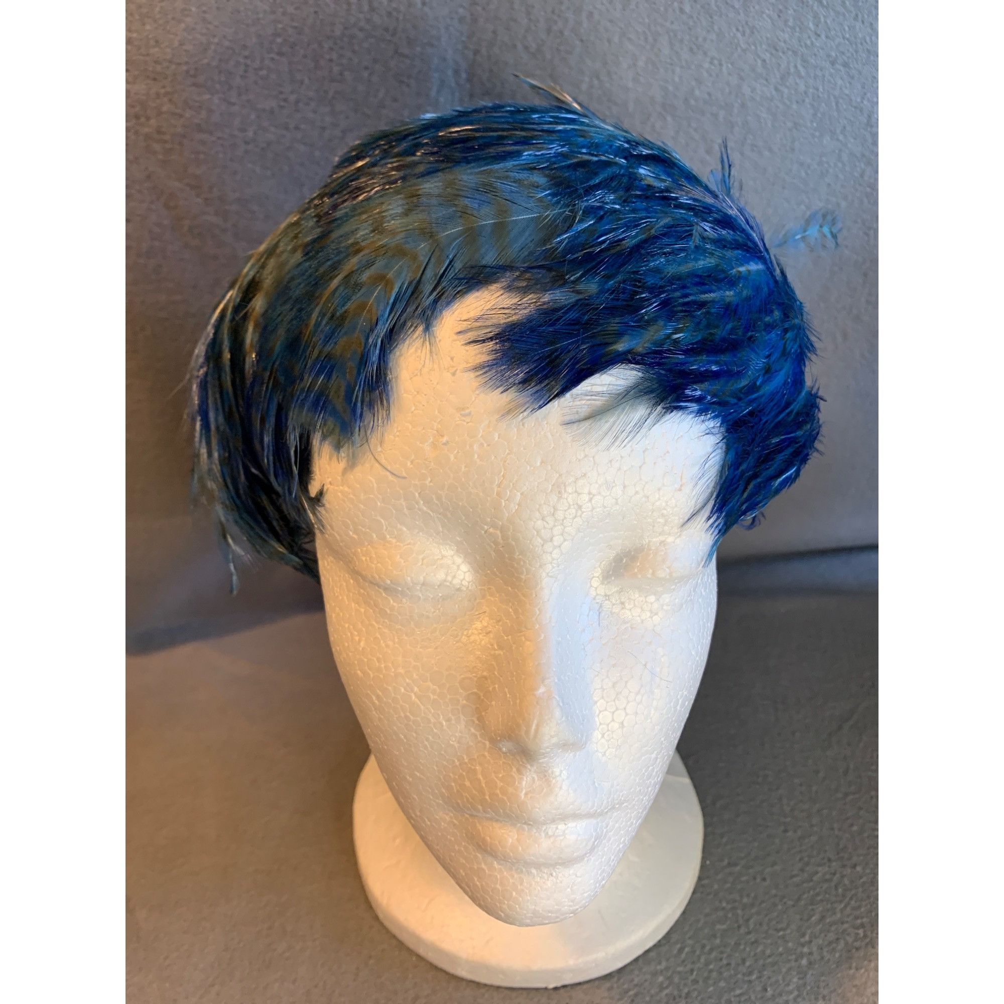 Other Ladies Blue Feathers Hat Vintage Size ONE SIZE - 2 Thumbnail