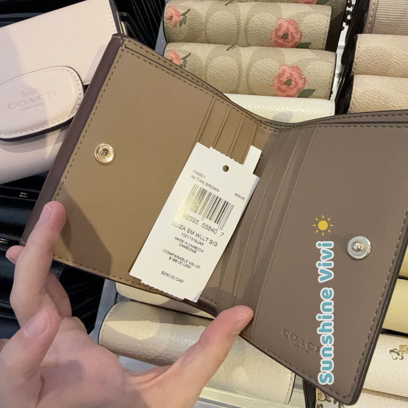 Coach NWT Coach Eliza Small Wallet Canvas CW801 Gold/Tan/Brown Size ONE SIZE - 3 Thumbnail