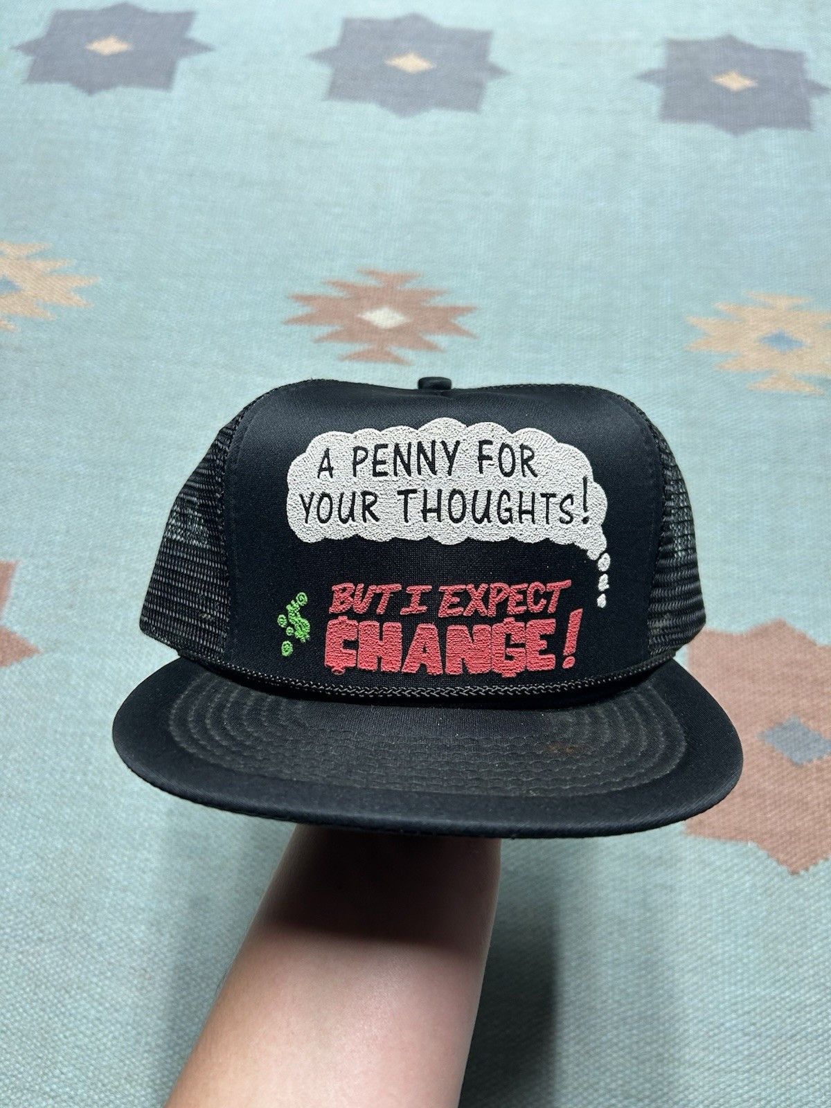 Vintage trucker hat penny for you thoughts but I expect change funny Size ONE SIZE - 2 Thumbnail