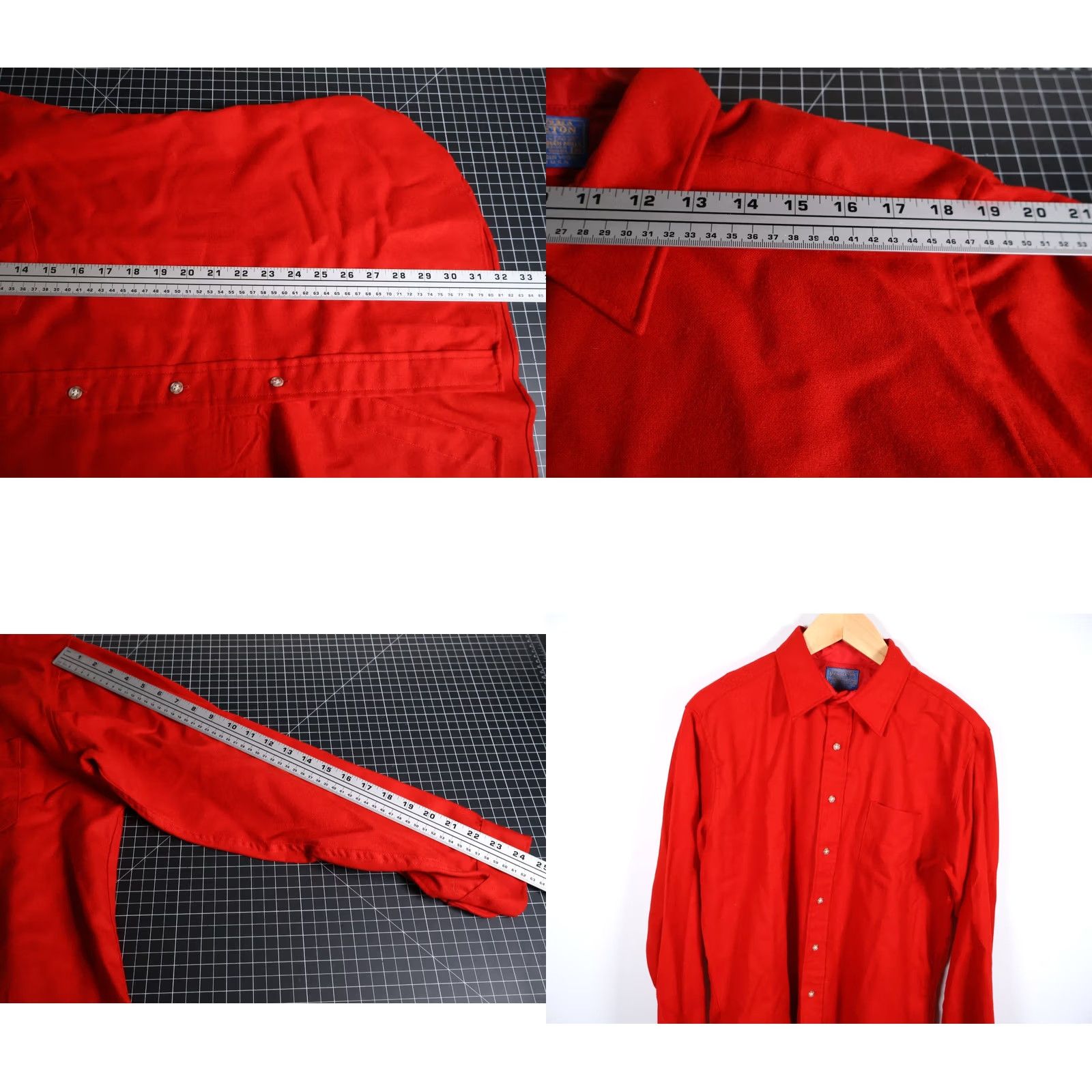 Pendleton VINTAGE Pendleton Shirt Wool Flannel Solid Red XL Men’s Button-Up Casual Workwear 80s 90s Grunge Western Pocket(s) USA Made Mens Size US XL / EU 56 / 4 - 8 Thumbnail