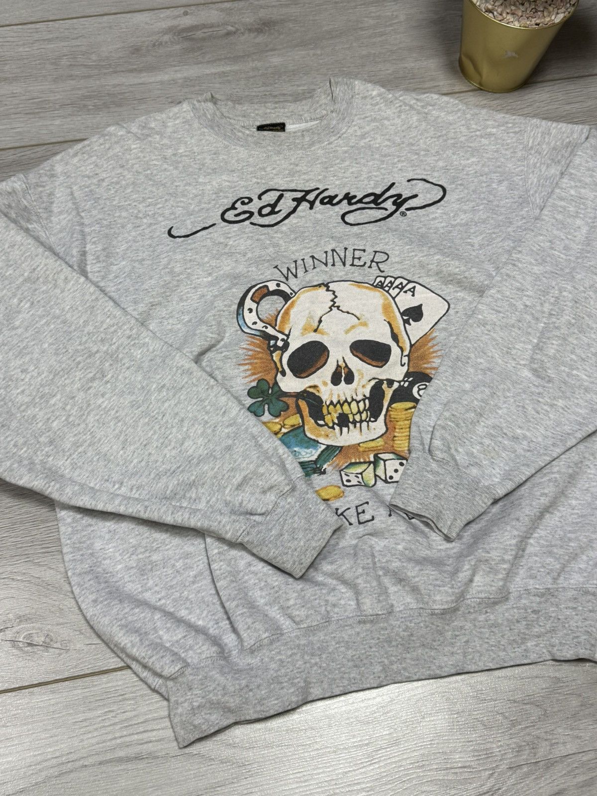 Ed Hardy Ed Hardy vintage skull big logo winner take all sweatshirt Size US L / EU 52-54 / 3 - 5 Thumbnail