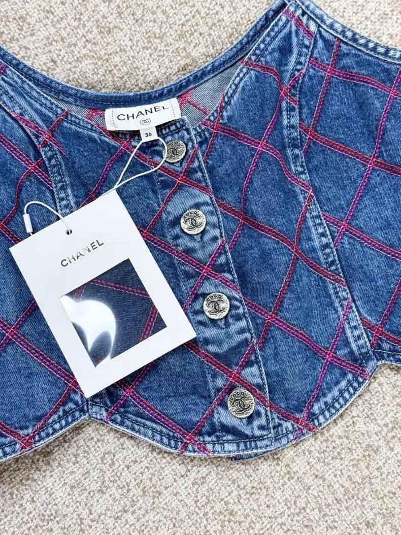 Chanel Chanel Blue diamond check denim suspenders Size XS / US 0-2 / IT 36-38 - 4 Thumbnail