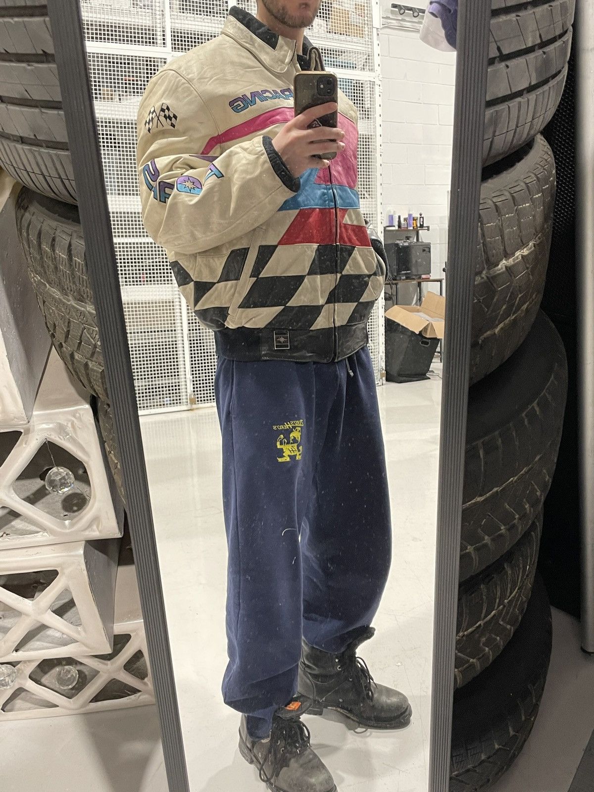 NASCAR Vintage 1990s Polaris Leather Racing Jacket Size US L / EU 52-54 / 3 - 7 Thumbnail