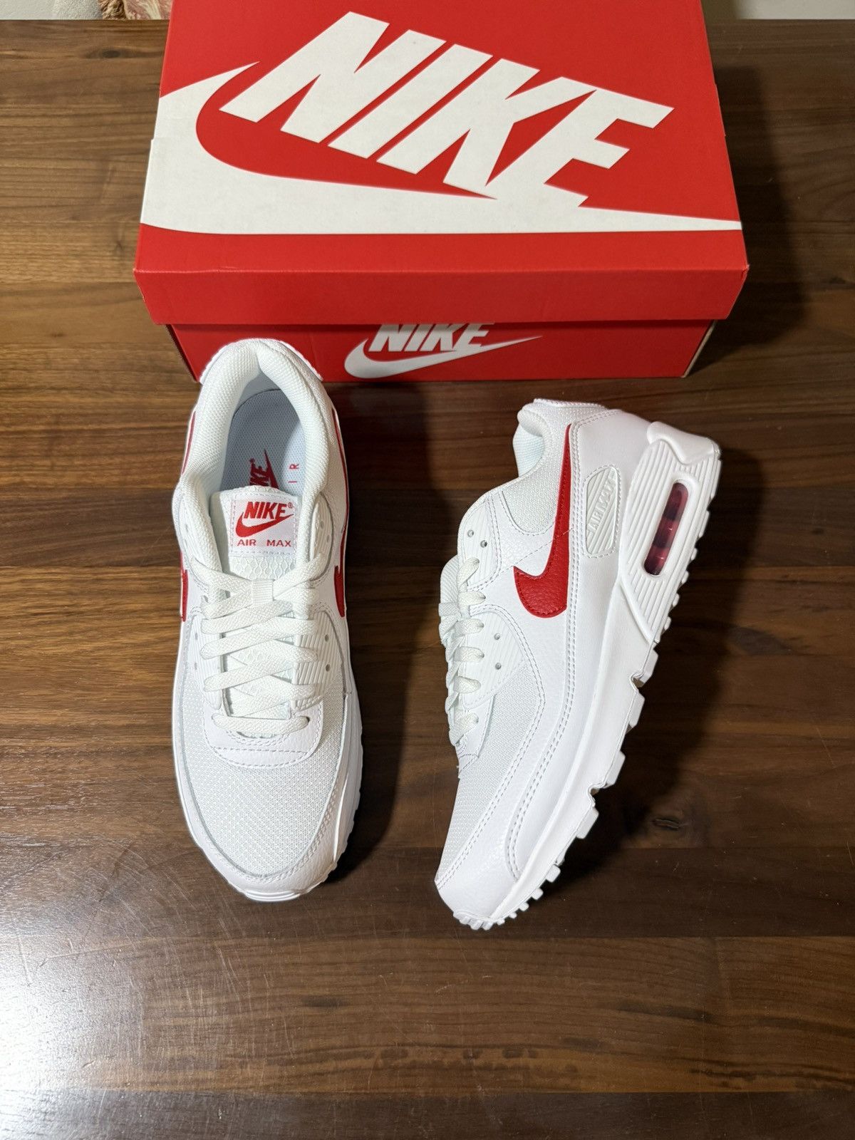 Nike Nike Air Max 90 “White/University Red/White” Men’s Size 11 Size US 11 / EU 44 - 1 Thumbnail